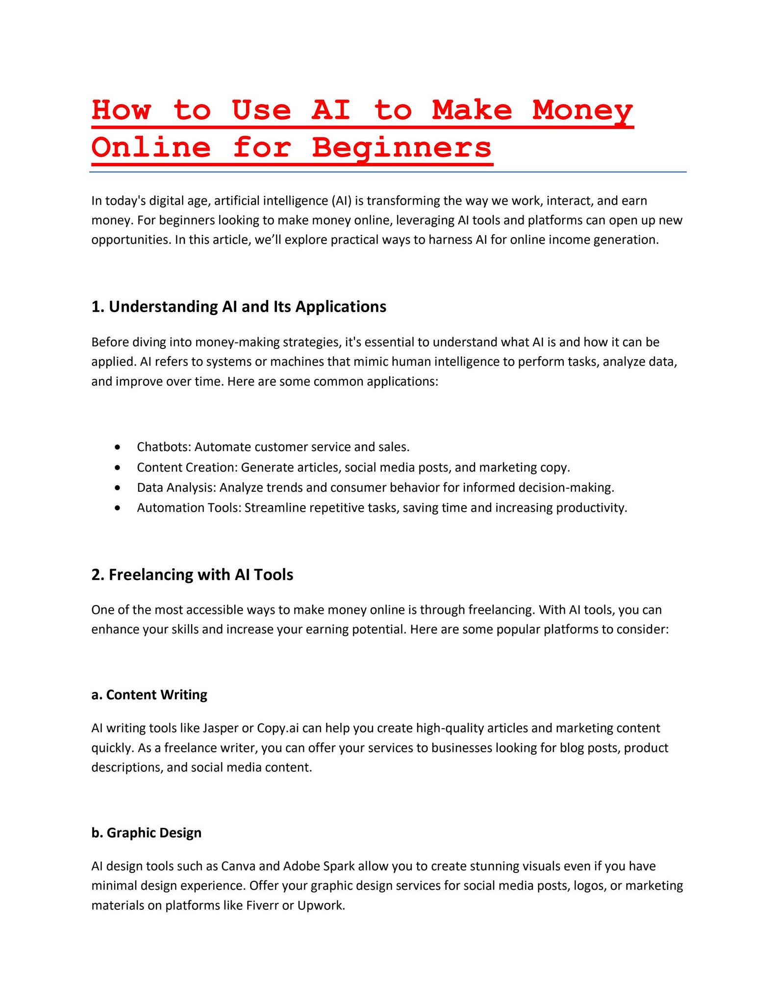 How to Use AI to Make Money Online For Beginners by TechyWorld - Issuu