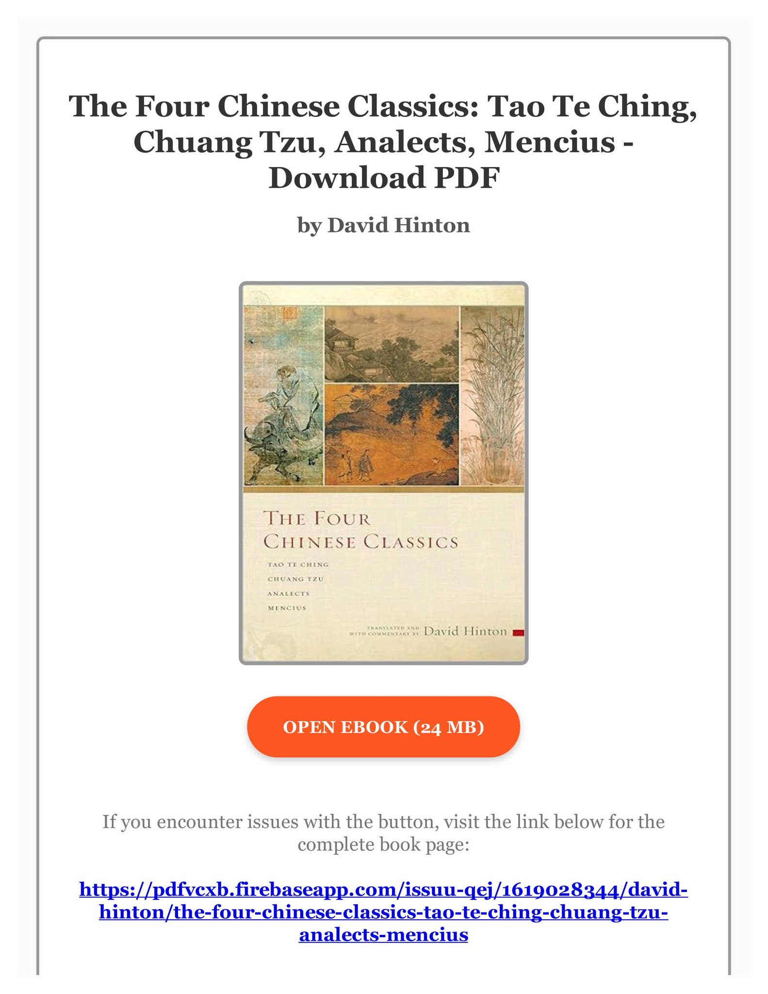 EBOOK The Four Chinese Classics: Tao Te Ching, Chuang Tzu