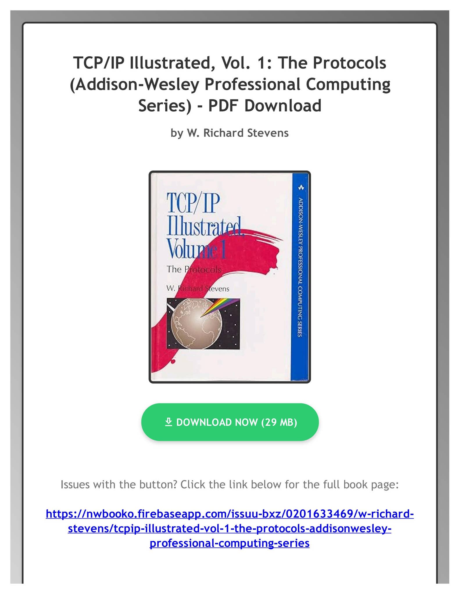 EBOOK TCP/IP Illustrated, Vol. 1: The Protocols (Addison