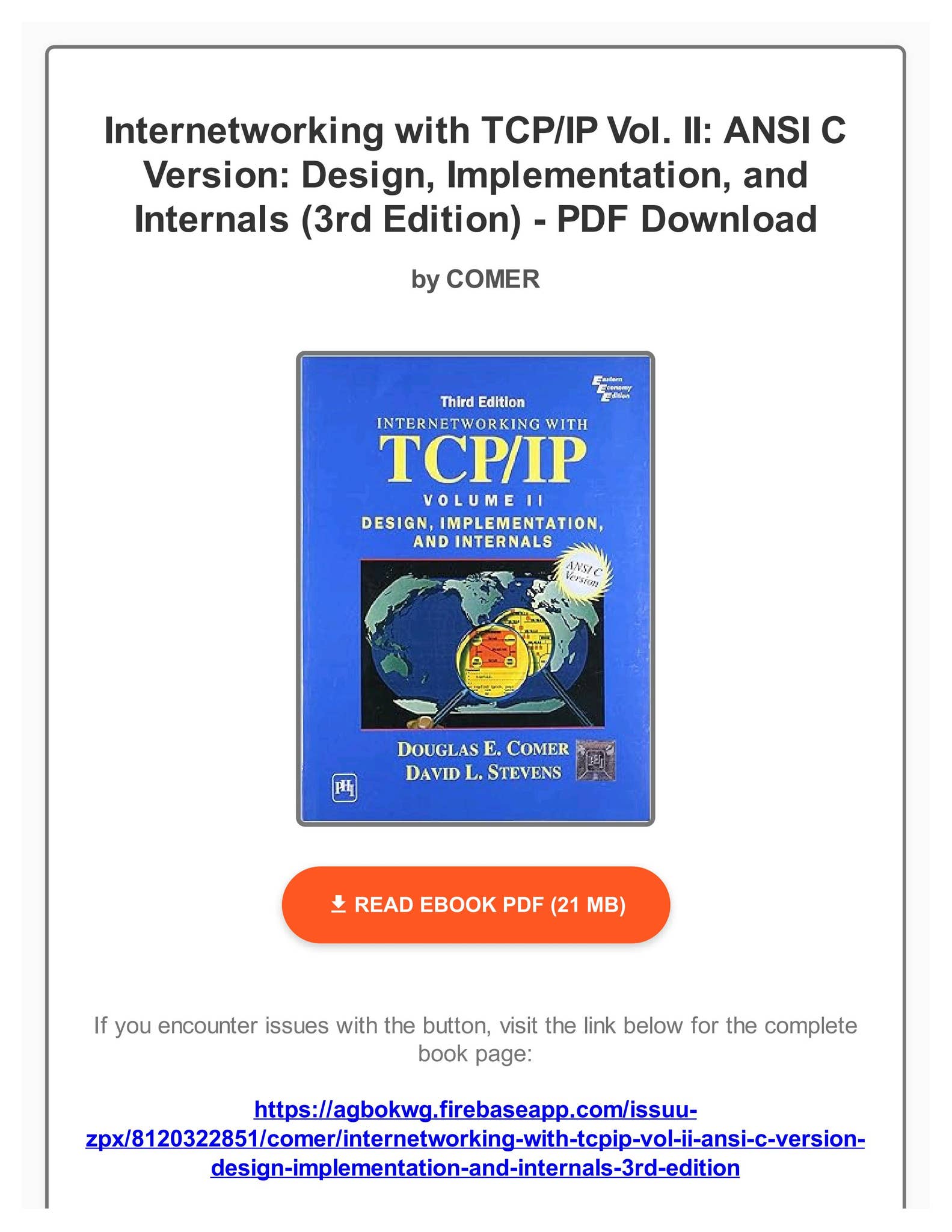 (Download) Internetworking with TCP/IP Vol. II: ANSI C Version: Design ...