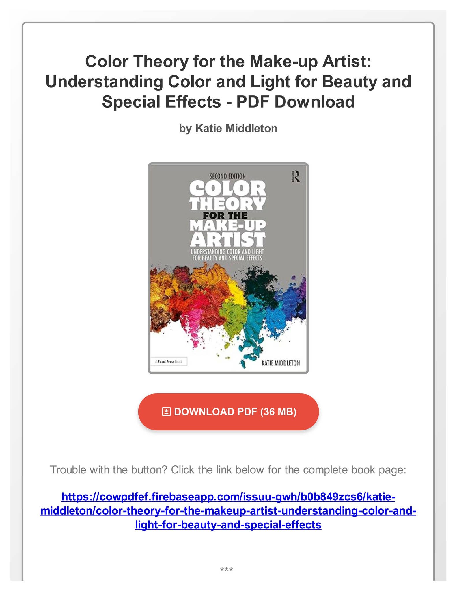 PDF Free Color Theory for the Make-up Artist: Understanding