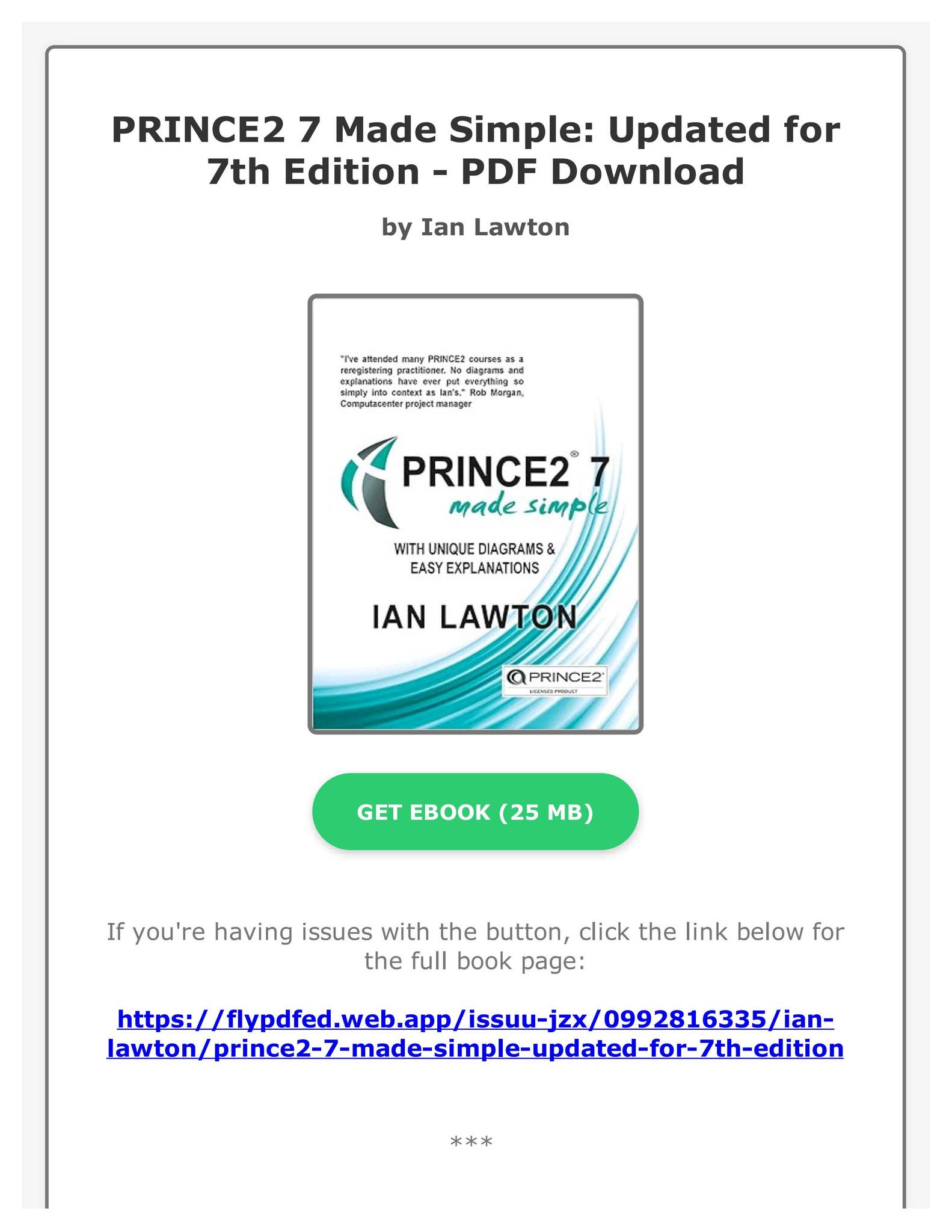 PDF PDF PRINCE2 7 Made Simple: Updated for 7th Edition by Ian Lawton by ...