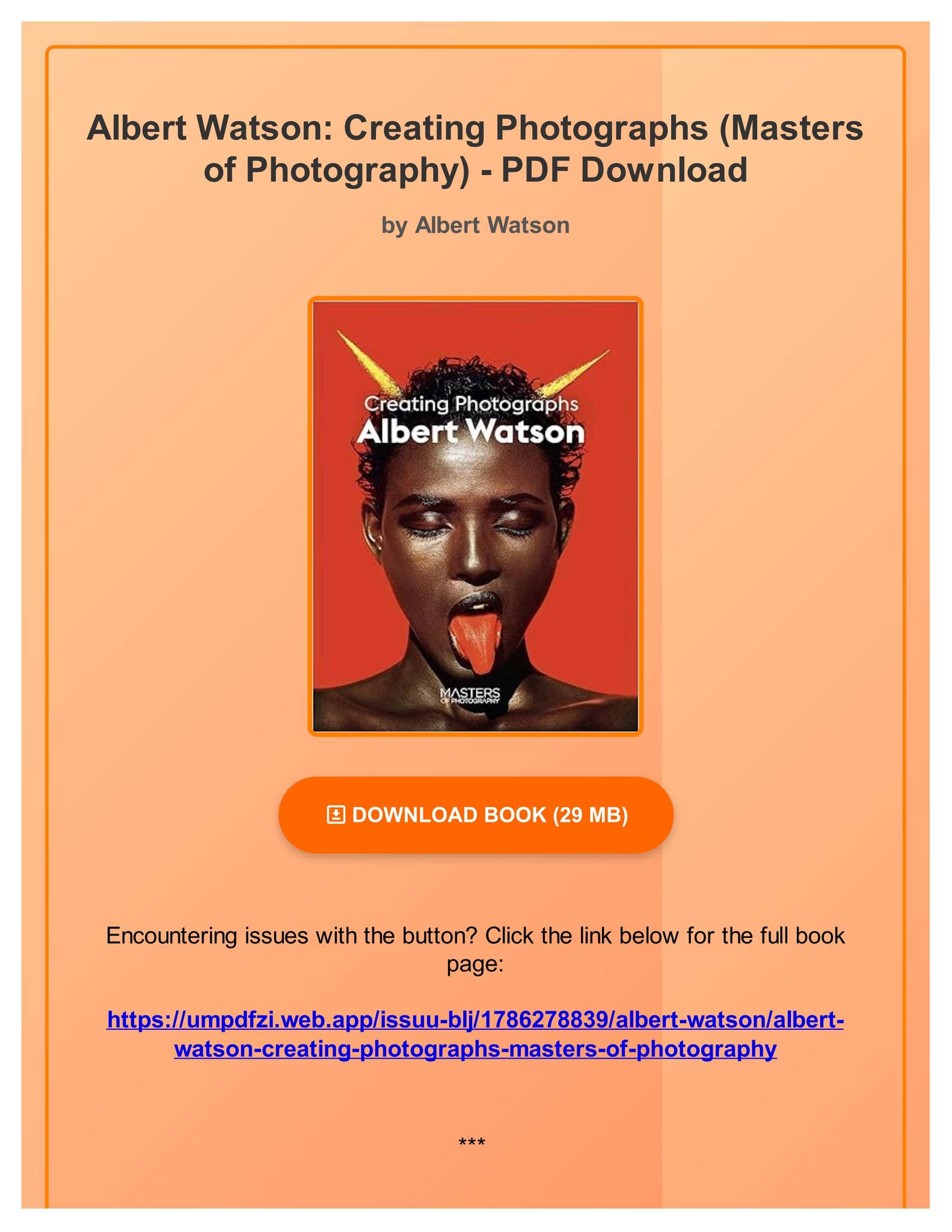 PDF Ebook) Albert Watson: Creating Photographs (Masters of
