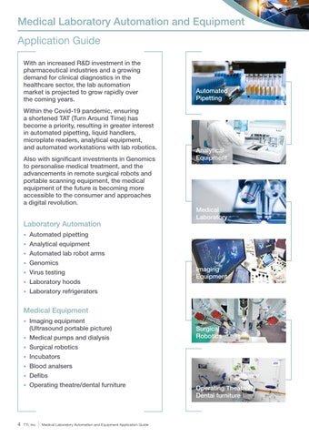 TTI Medical Laboratory Automation and Equipment Application 指南 第 4 页