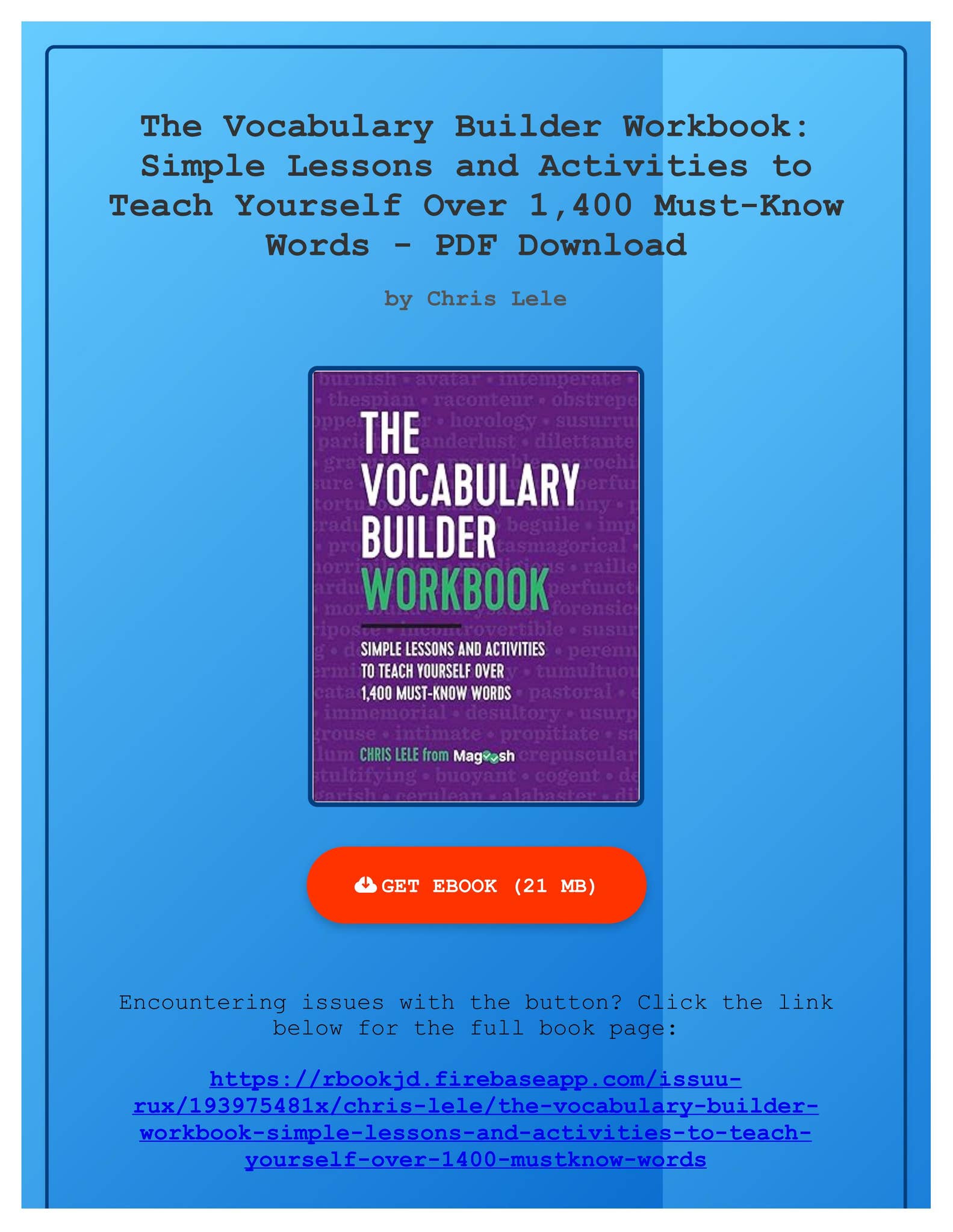 英語字彙力 The Vocabulary Builder Workbook Amazon.com: The Vocabulary Builder Workbook: Simple Lessons