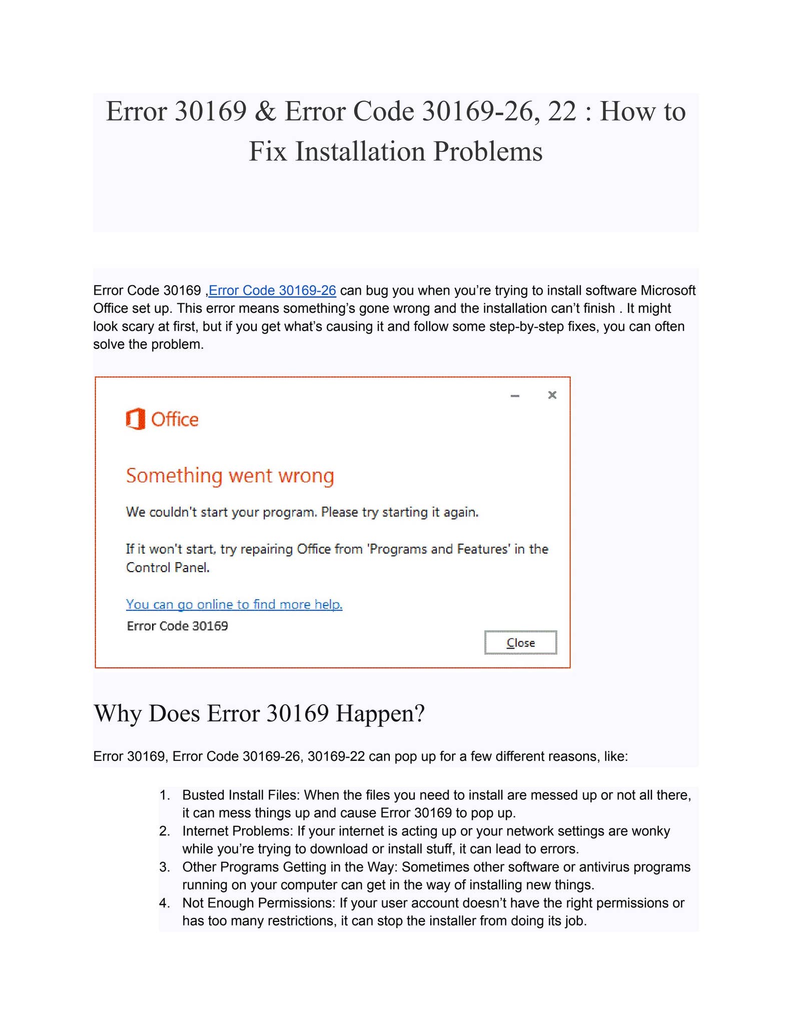Error 30169 & Error Code 30169-26, 22 : How to Fix Installation ...