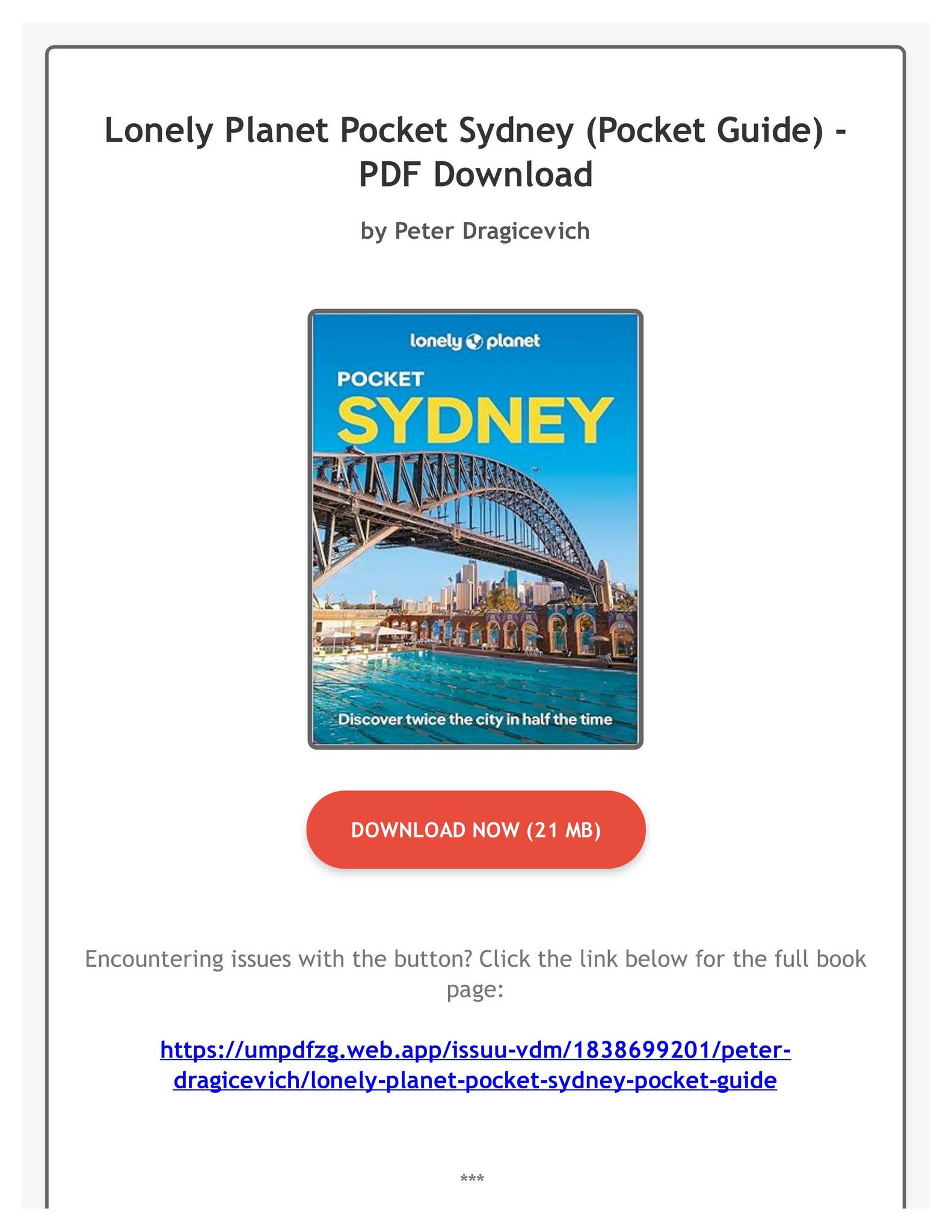 FREE PDF Lonely Planet Pocket Sydney (Pocket Guide) by Peter