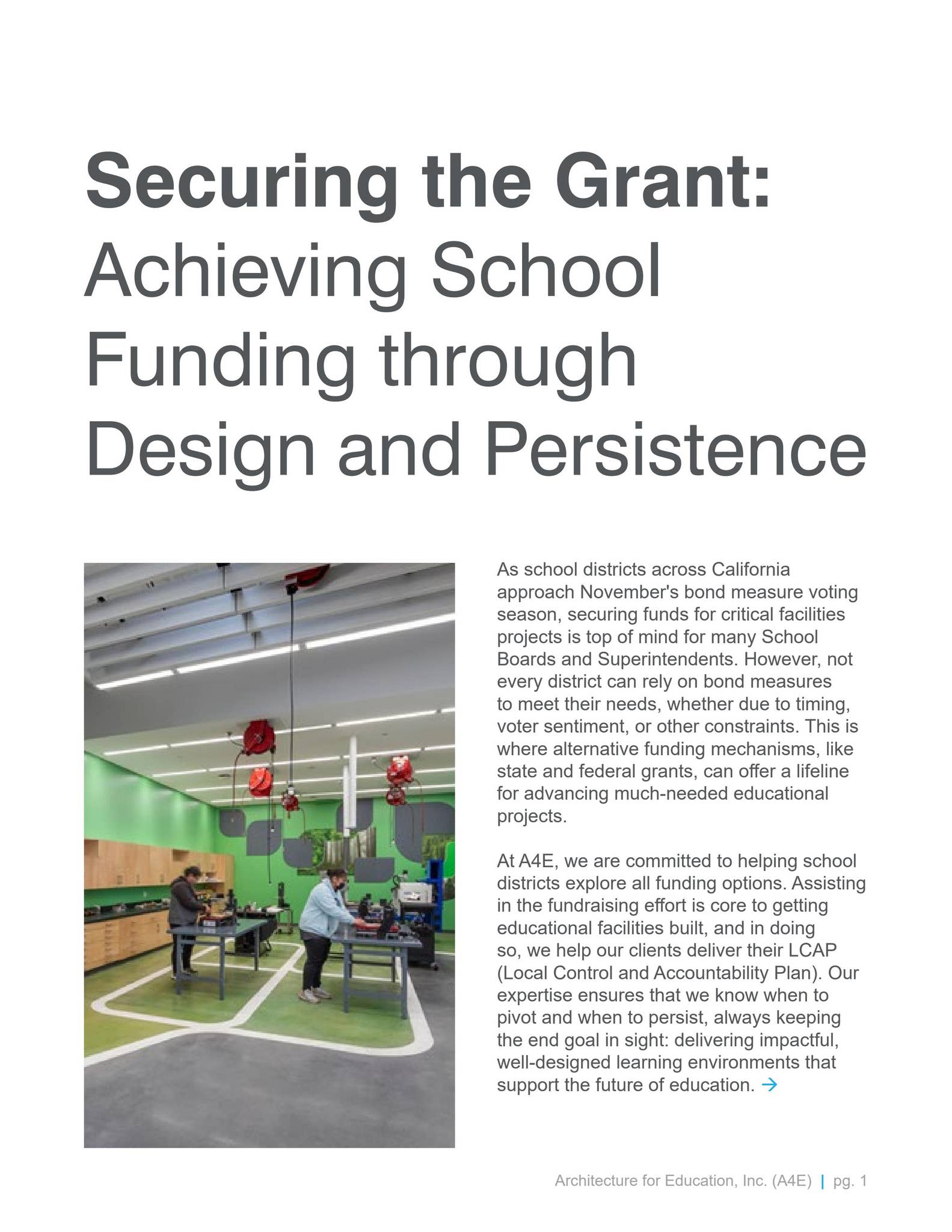 Securing the Grant: Achieving School Funding through Design and ...