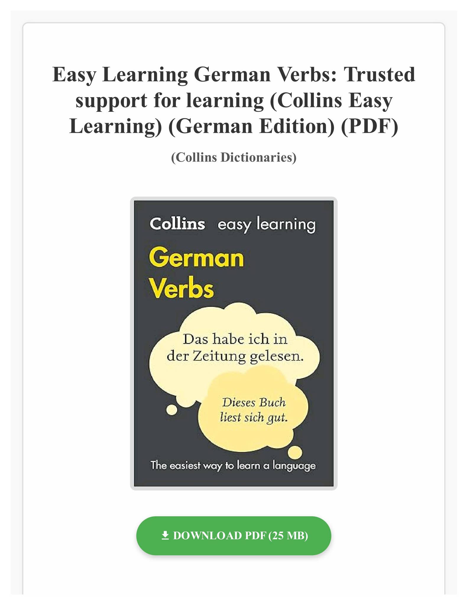 PDF Easy Learning German Verbs: Trusted support for learning