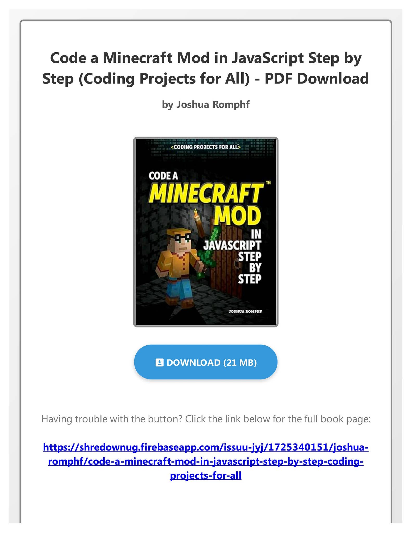 Epub Code a Minecraft Mod in JavaScript Step by Step (Coding Projects ...