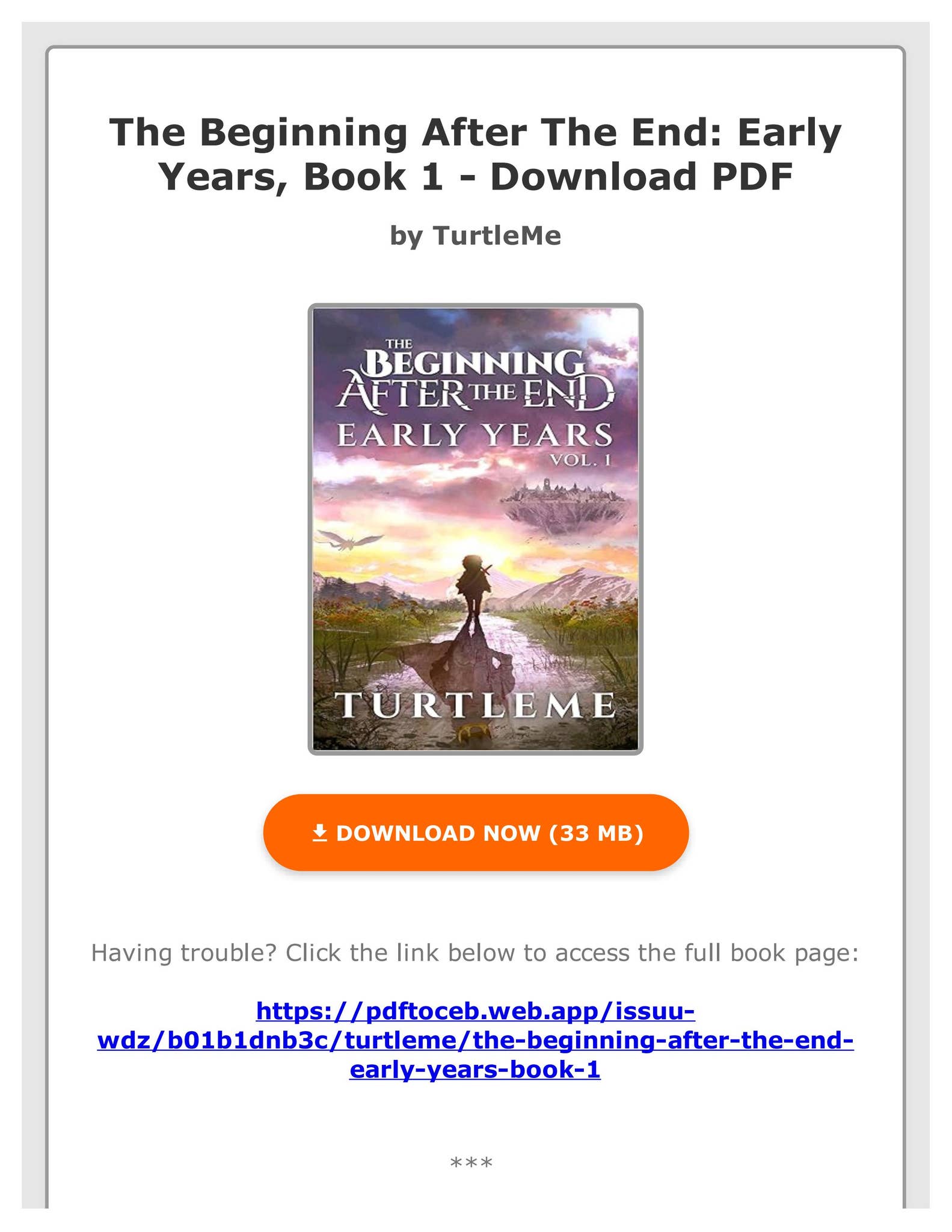 (PDF PDF) The Beginning After The End: Early Years, Book 1 by TurtleMe - The Beginning After The End Early Years Book 1 Turtleme