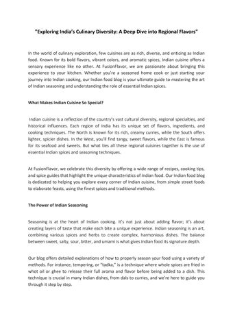 "Exploring India’s Culinary Diversity: A Deep Dive into Regional Flavors"