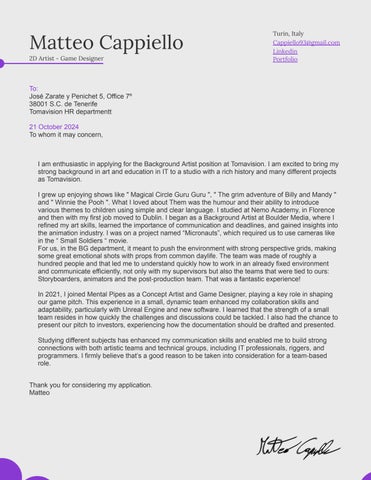 Cover Letter - Matteo Cappiello