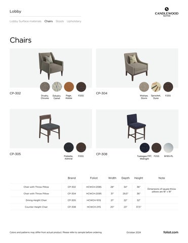 Candlewood Suites 坐具 Product 指南 第 3 页