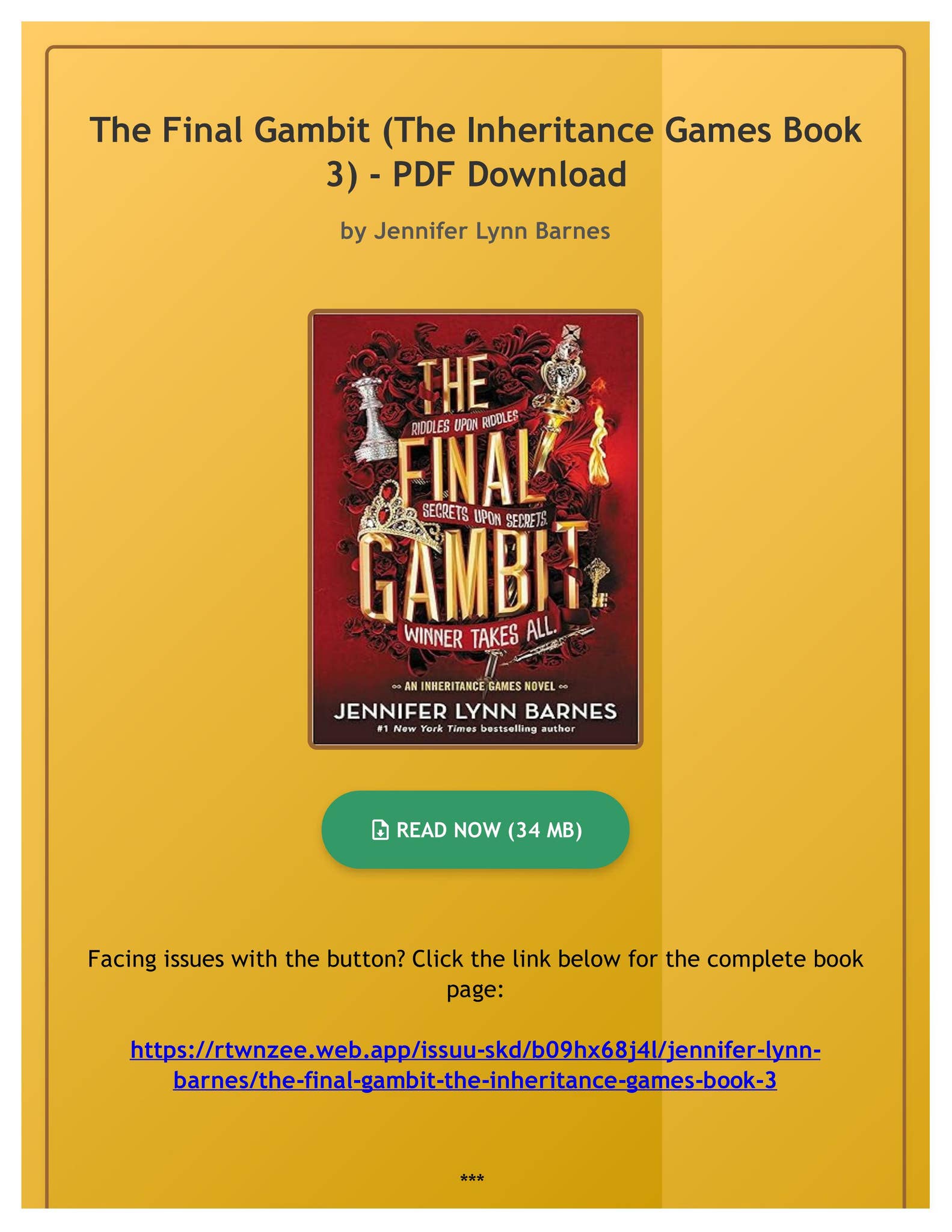 Epub The Final Gambit (The Inheritance Games Book 3) by Jennifer Lynn ...