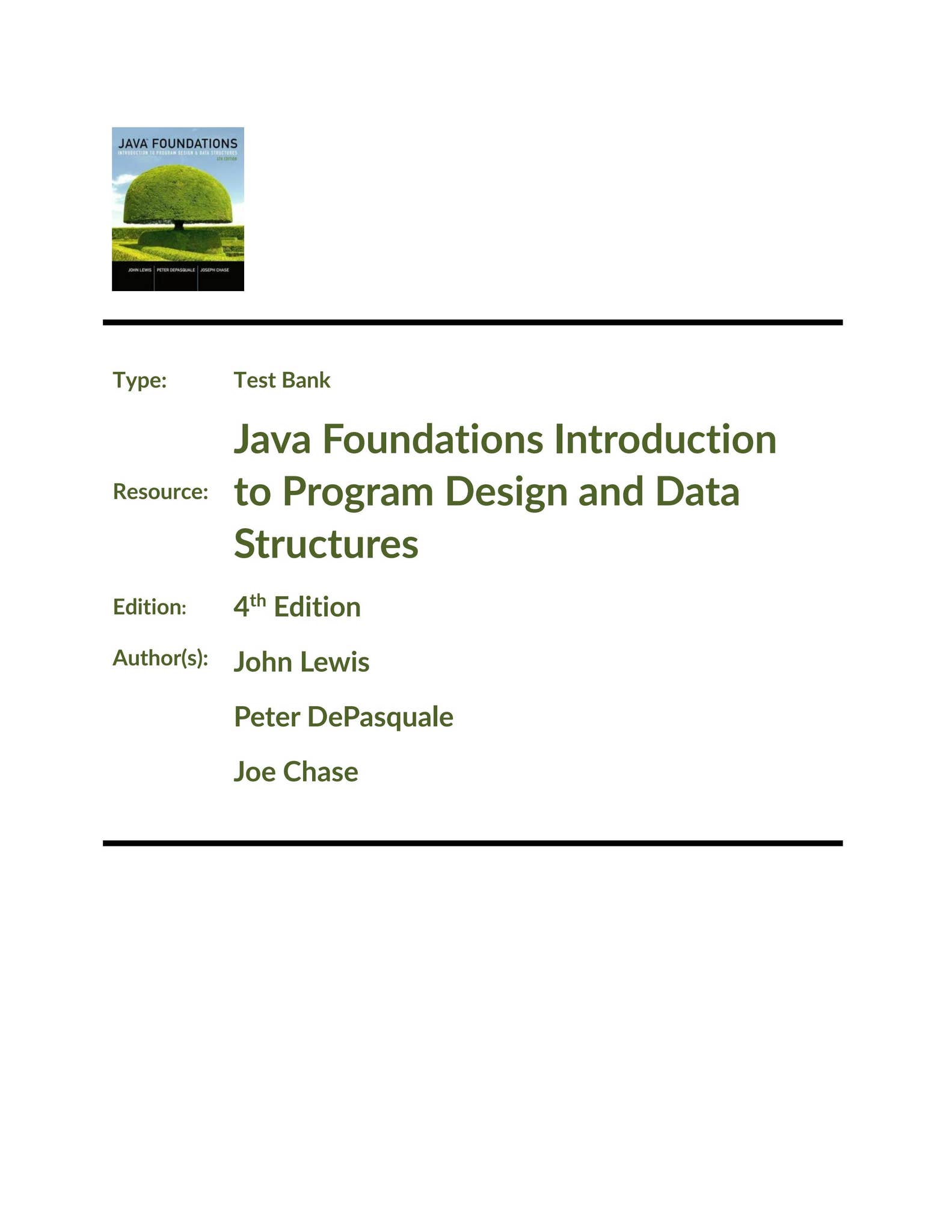 Test Bank for Java Foundations Introduction to Program Design and Data ...