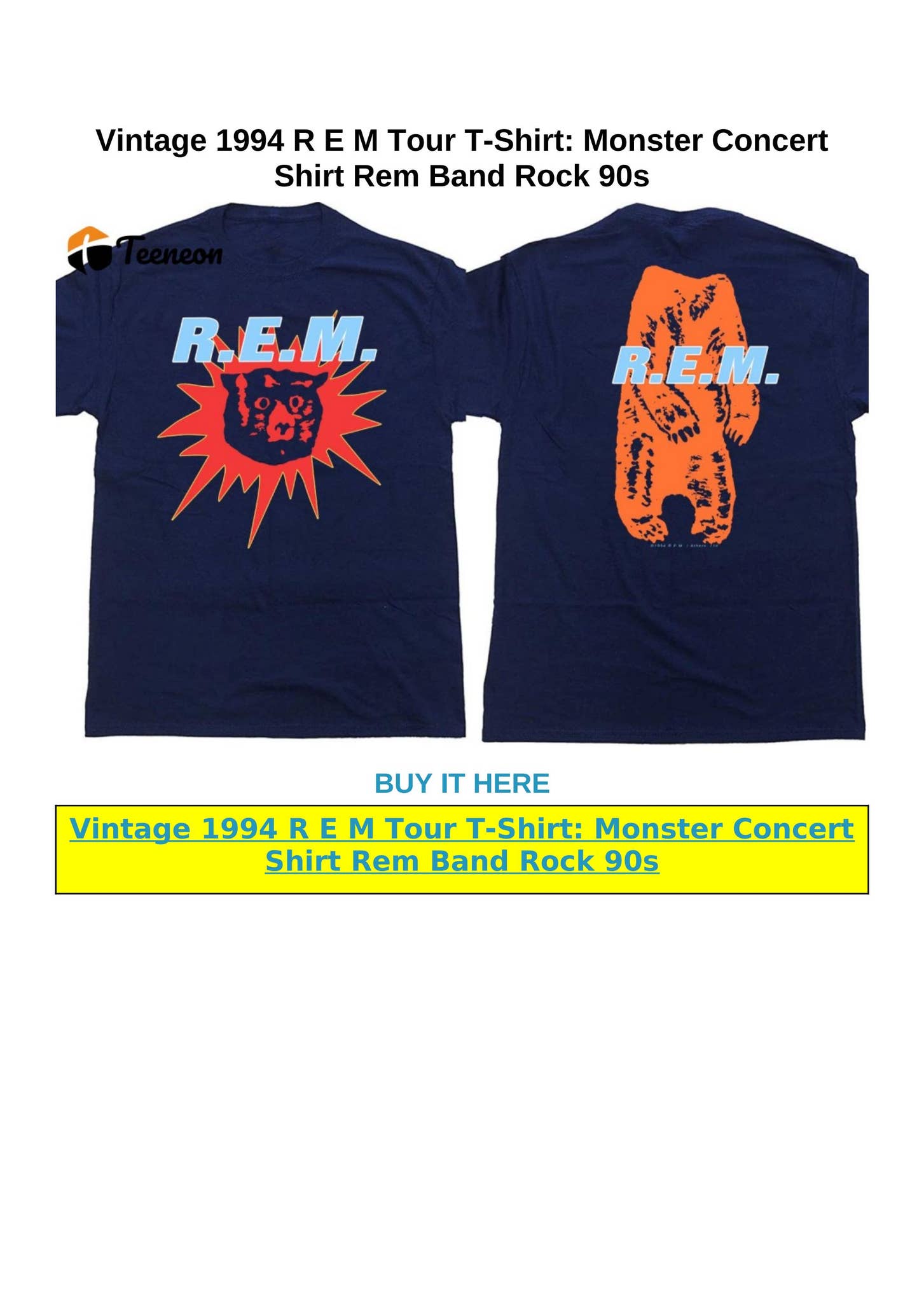 R.E.M 1994◼️90sビンテージ・ツアー・ロックTシャツ◼️MONSTER R.E.M 1994◼️90sビンテージ・ツアー・ロックTシャツ◼️MONSTER