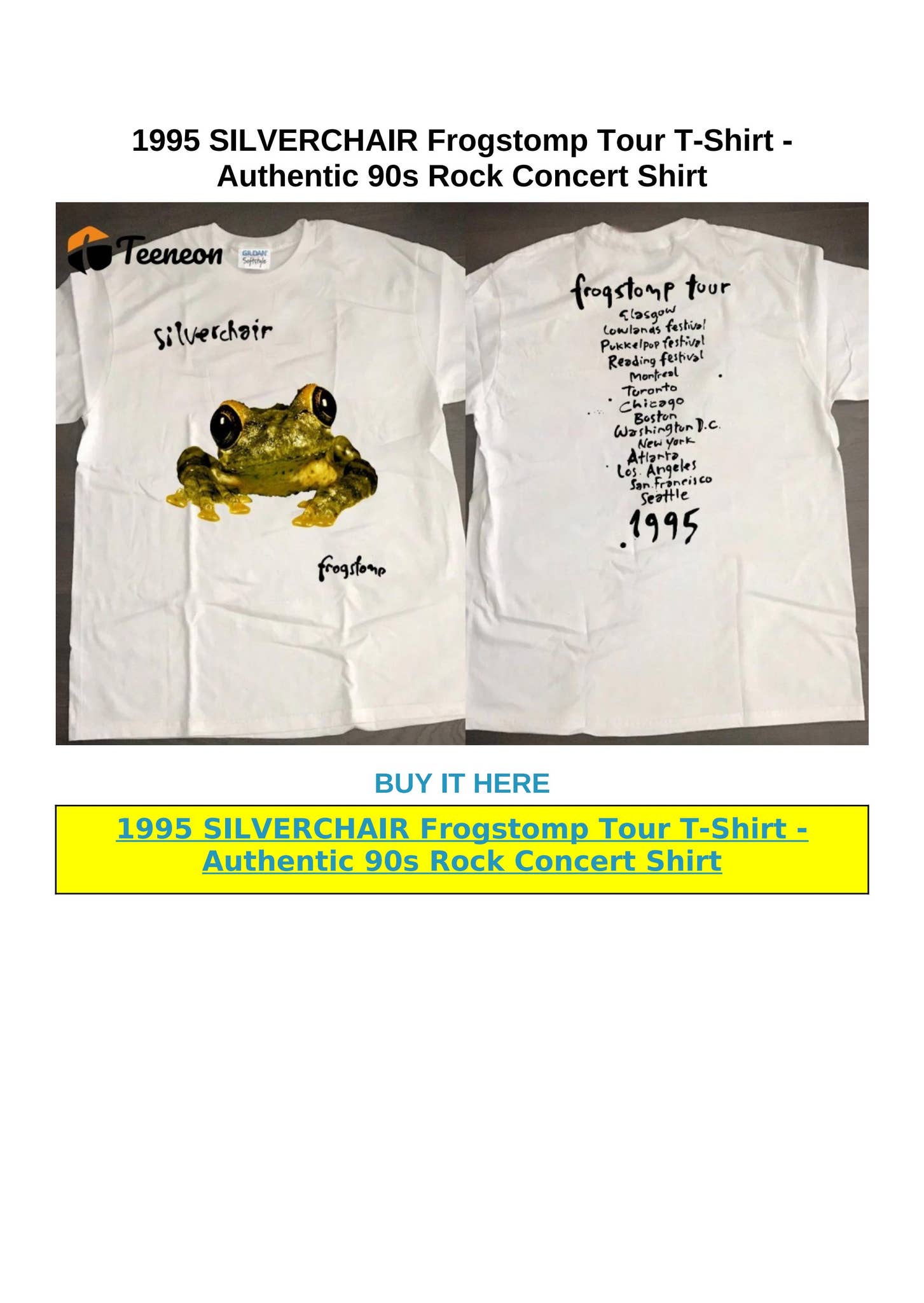 ミュージシャン Vintage Silverchair Shirt 1995 Tour Frog 1995 SILVERCHAIR Frogstomp Tour T-Shirt - Authentic 90s Rock
