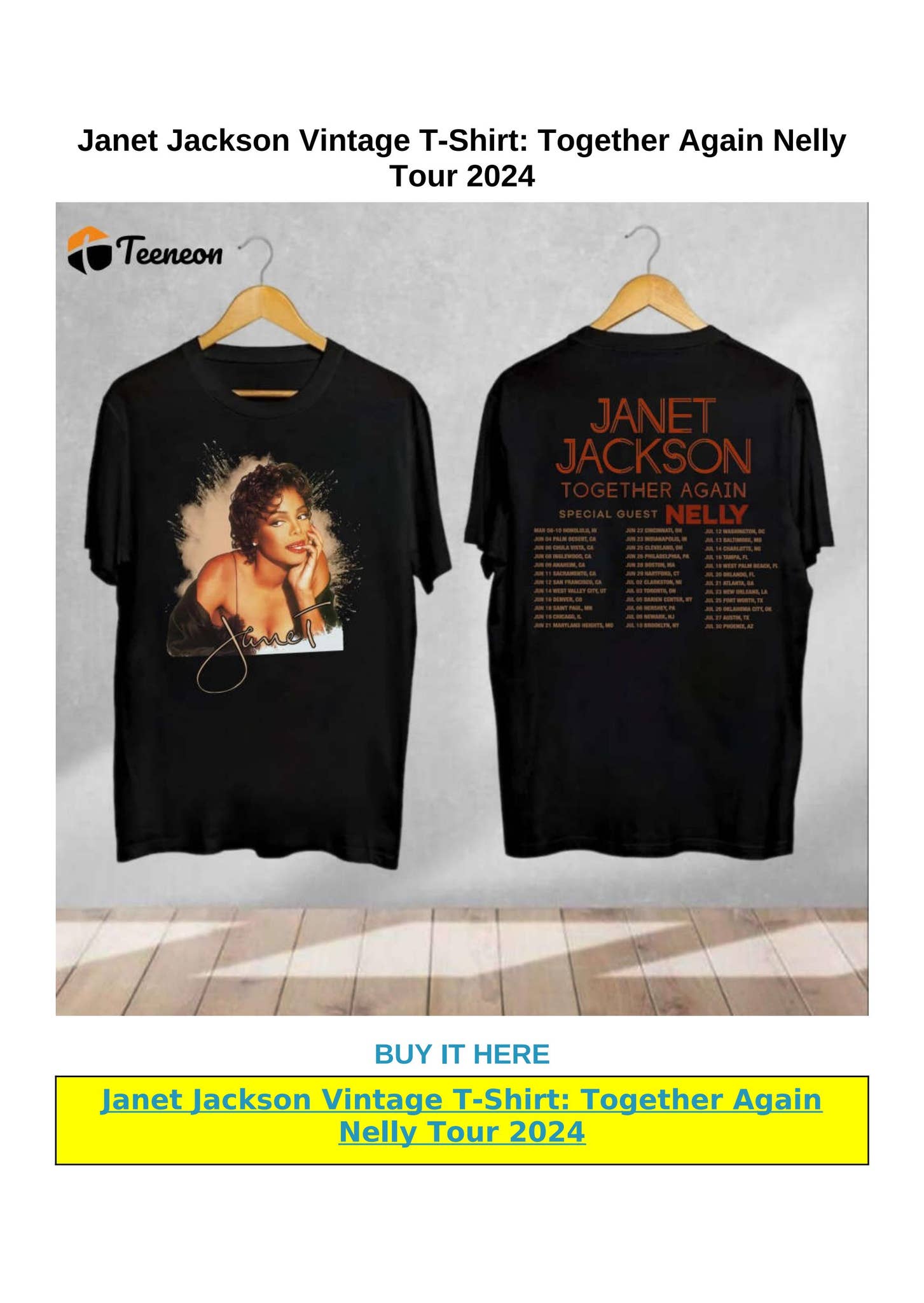 JANET JACKSON 2024 Tシャツ SignatureTee (L) Janet Jackson Official 'Together Again' 2024 Tour Shirt