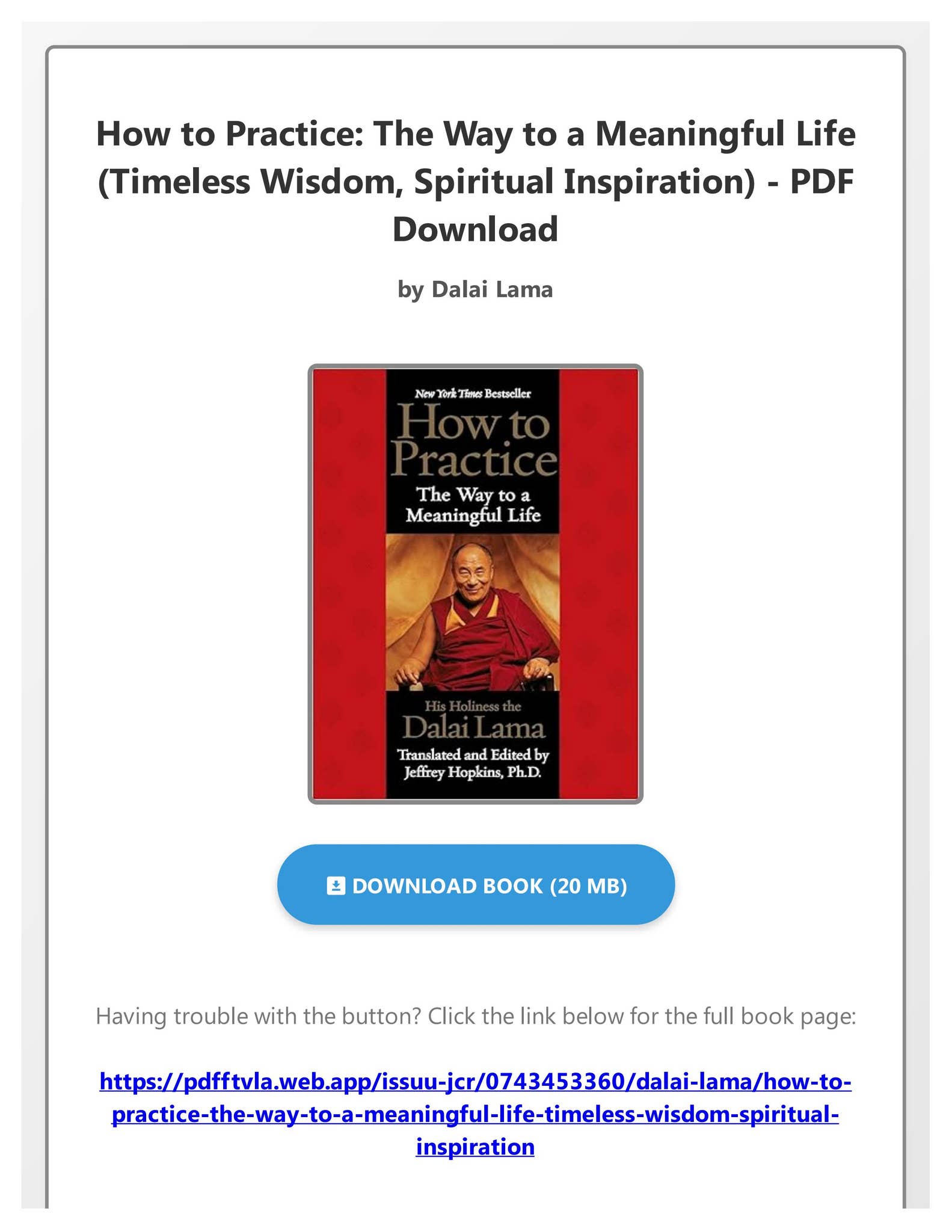  pdf download how to practice the way to a meaningful life timeless