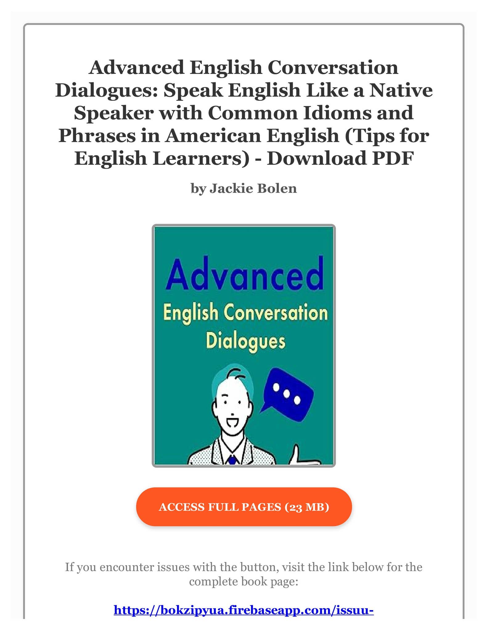 PDF Advanced English Conversation Dialogues: Speak English