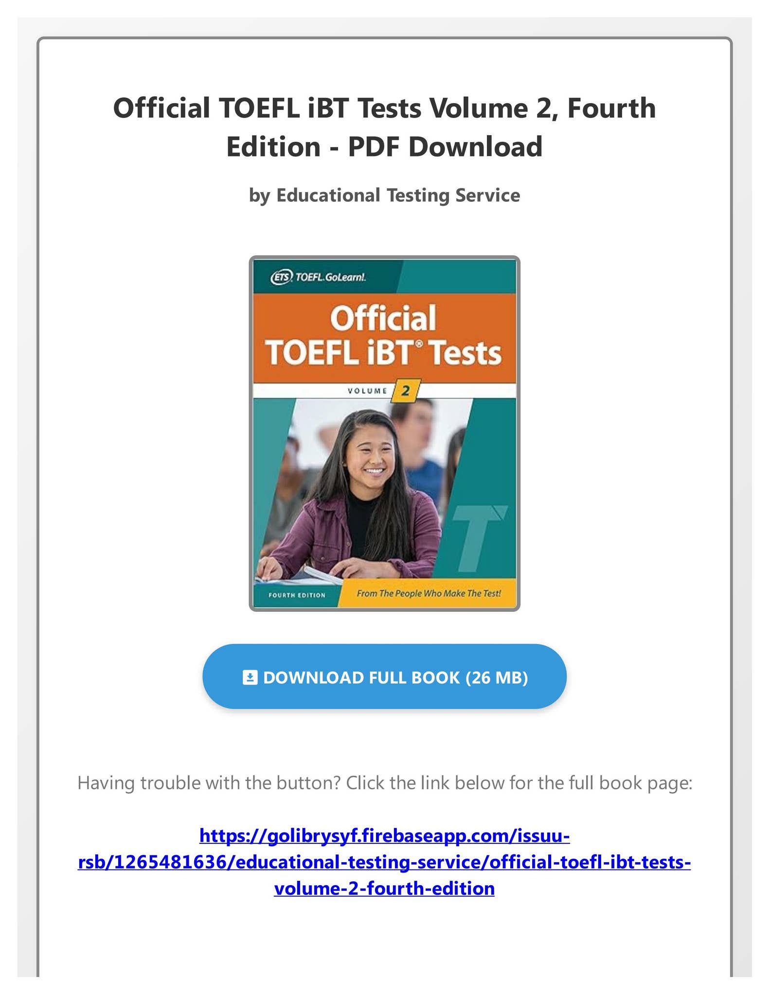 TONO　新品未開封4thエディションTOEFL iBT Test1&2 Official TOEFL iBT Tests Volume 2, Fourth Edition