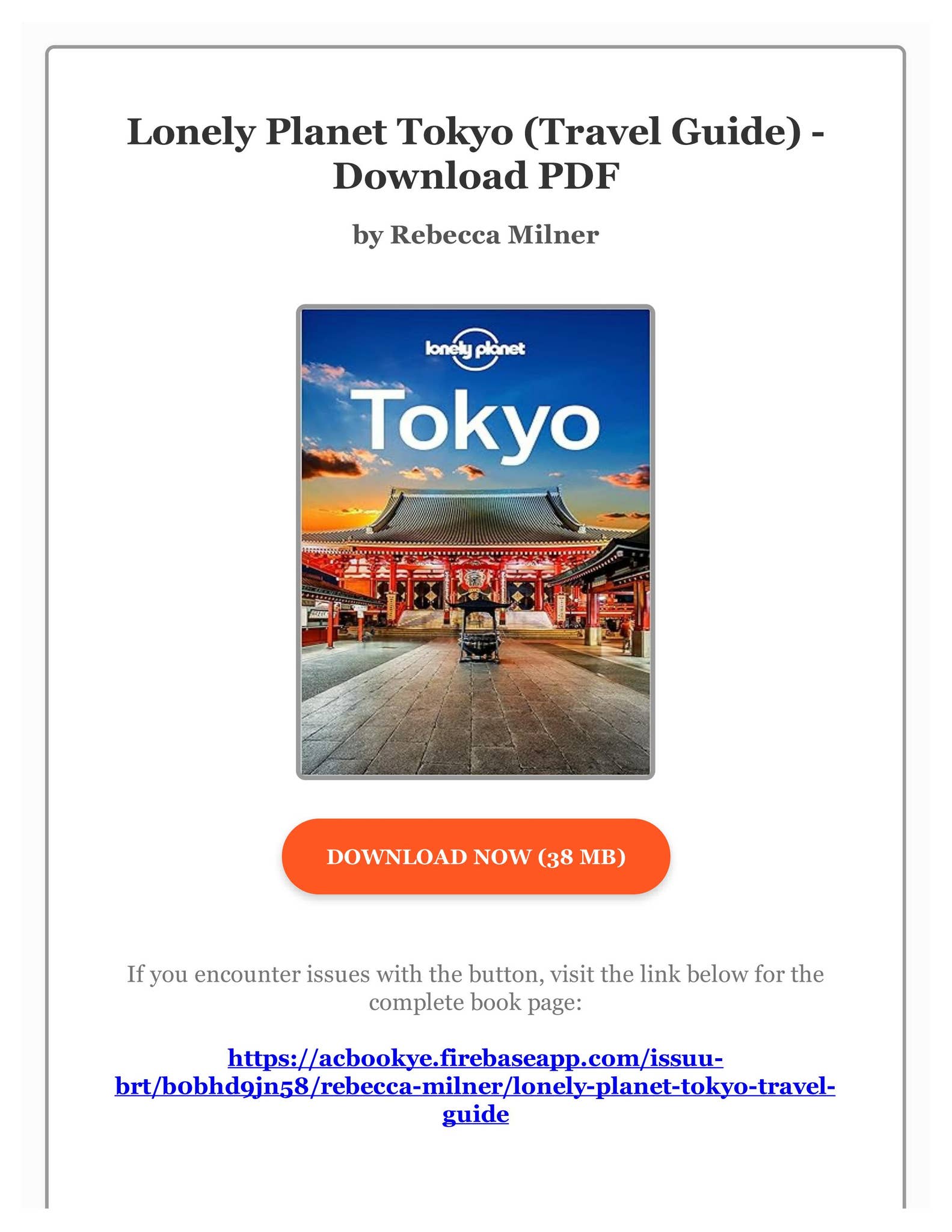 PDF) Lonely Planet Tokyo (Travel Guide) by Rebecca Milner by