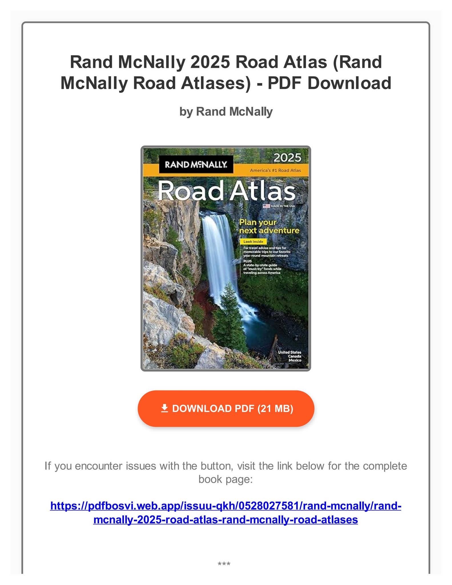 Road Atlas 2025年版 Large Scale PDF Download Rand McNally Large Scale Road Atlas 2025 by