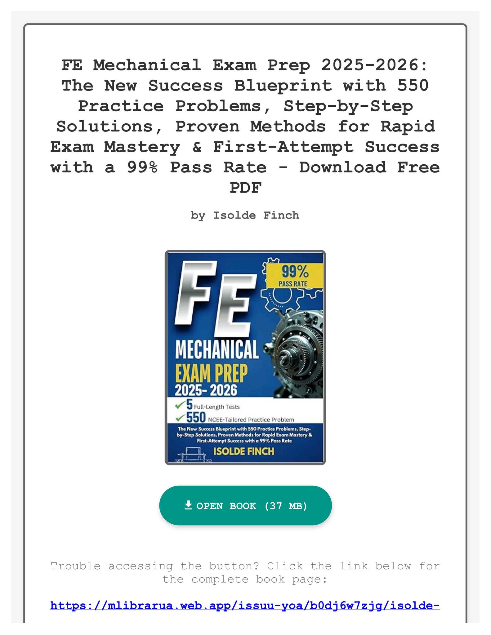 PDF PDF FE Mechanical Exam Prep 2025-2026: The New Success