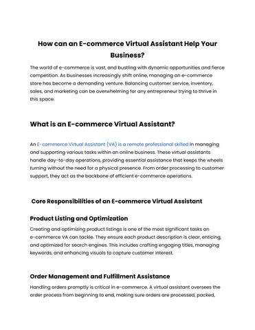 How can e-Commerce Virtual Assistant Help Your Business by Ember Joe ...