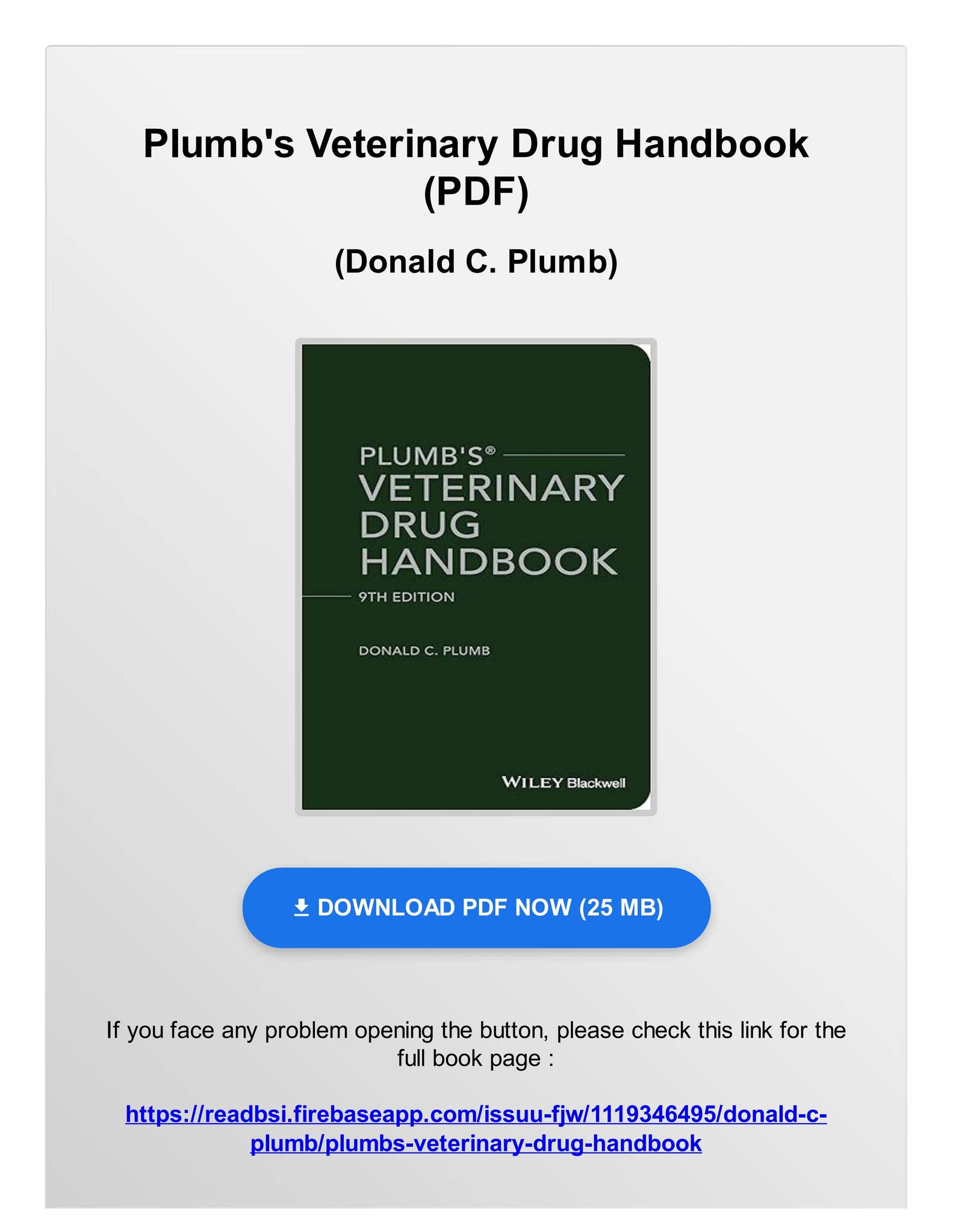 VETERINARY DRUG HANDBOOK　洋書 Plumb's Veterinary Drug Handbook by James A. Budde, Dawn M