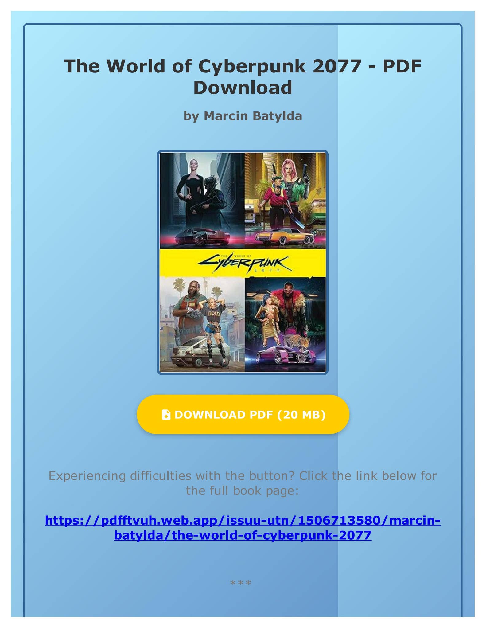 EBOOK) The World of Cyberpunk 2077 by Marcin Batylda by
