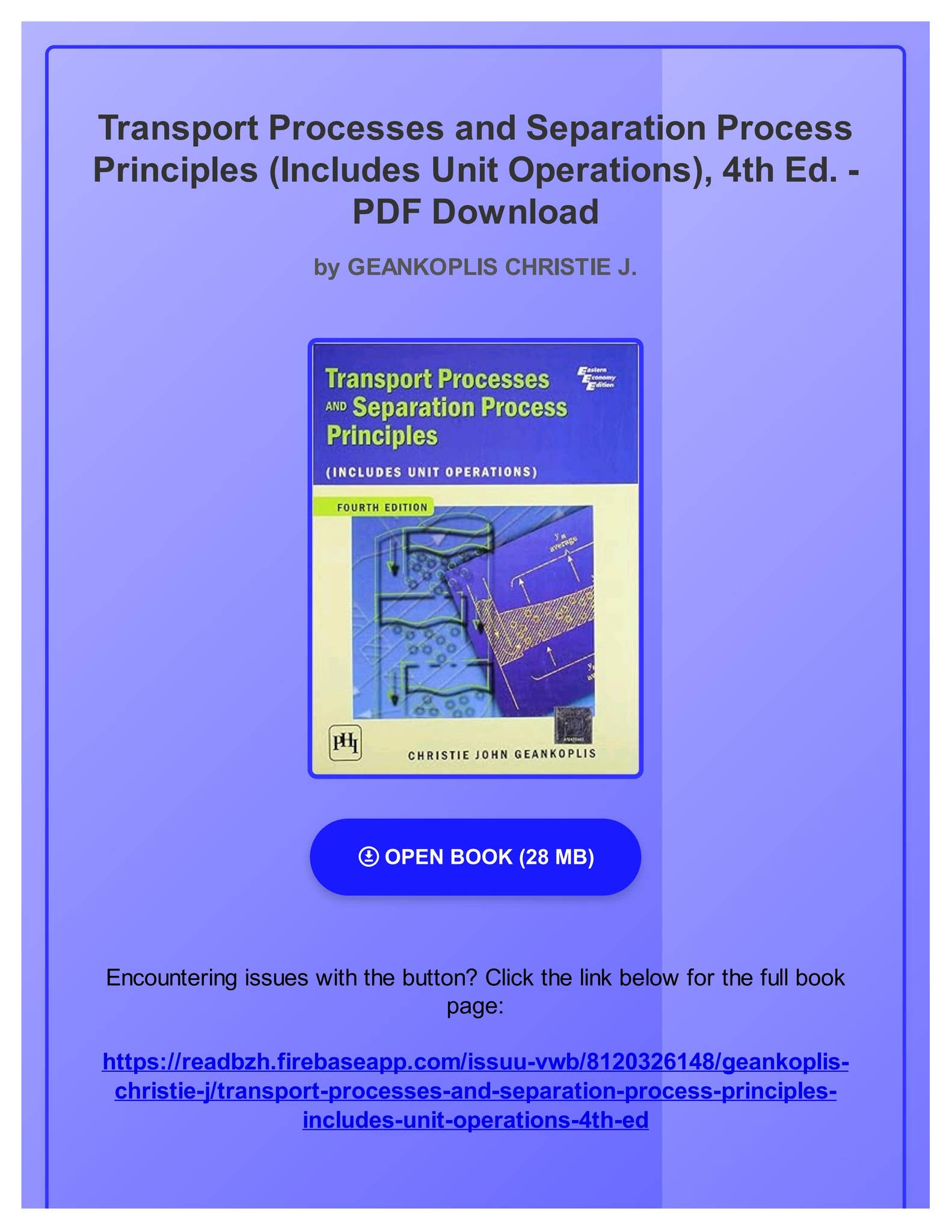 Ebook Transport Processes and Separation Process Principles