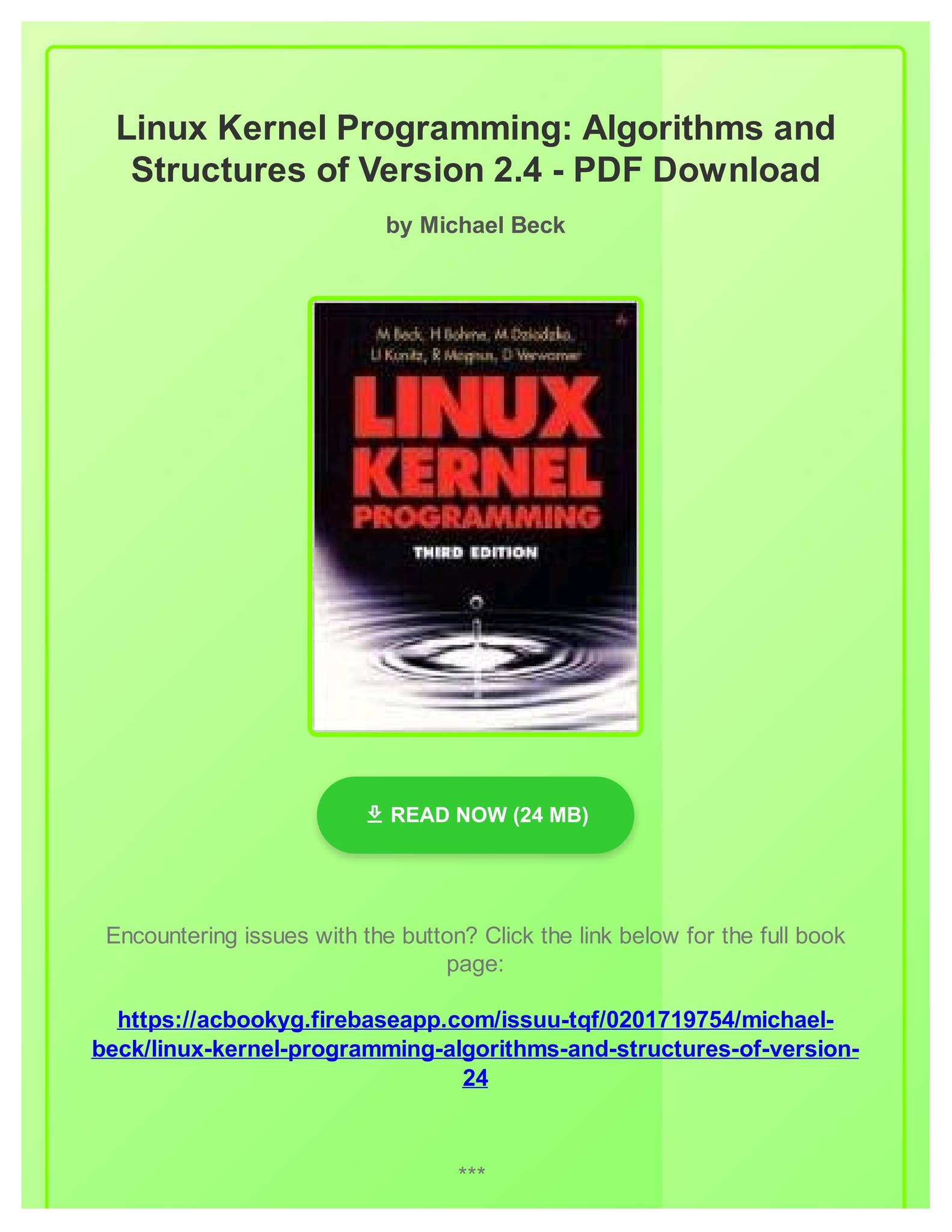 EBOOK Linux Kernel Programming: Algorithms and Structures of Version 2. ...