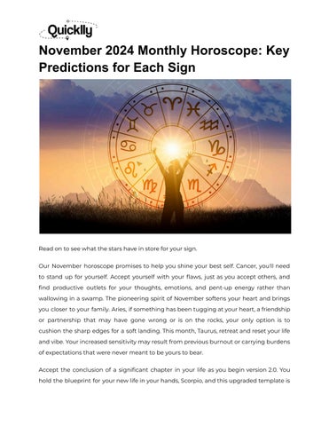November 2024 Monthly Horoscope: Key Predictions for Each Sign