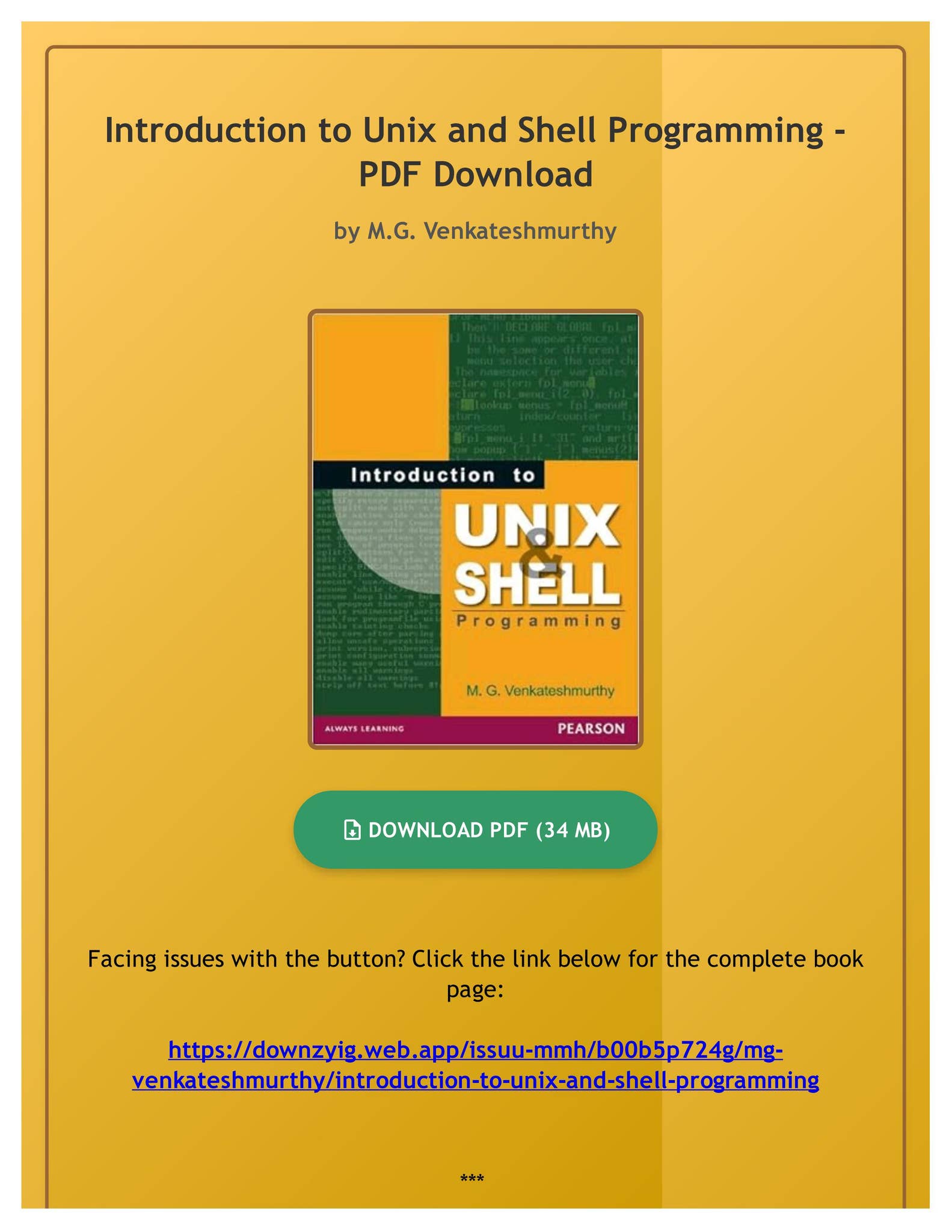 (Pdf Ebook) Introduction to Unix and Shell Programming by M.G ...