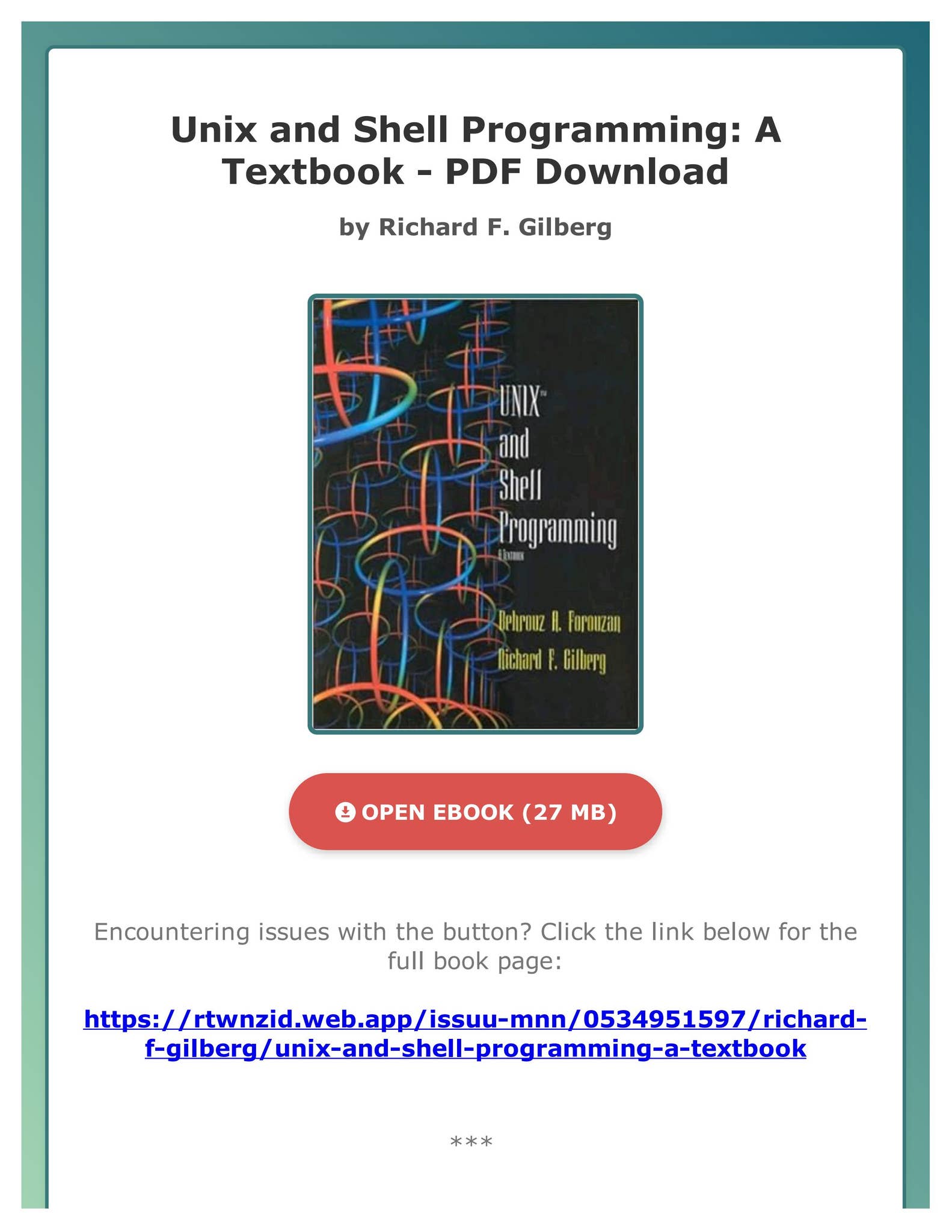 (FREE) (PDF) Unix and Shell Programming: A Textbook by Richard F ...