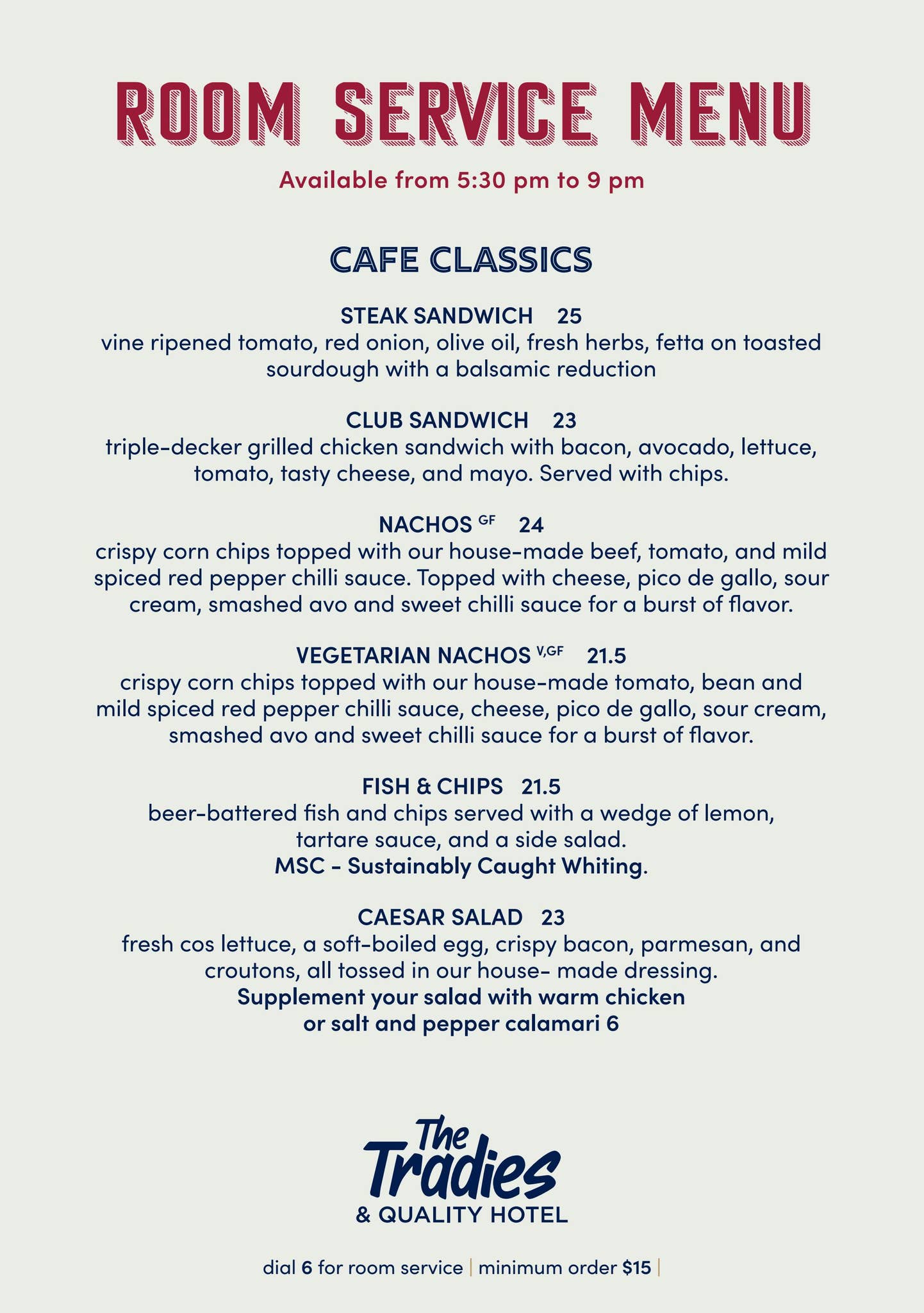 Room service menu by The Tradies - Issuu