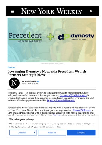 Leveraging Dynasty’s Network: Precedent Wealth Partners Strategic Move