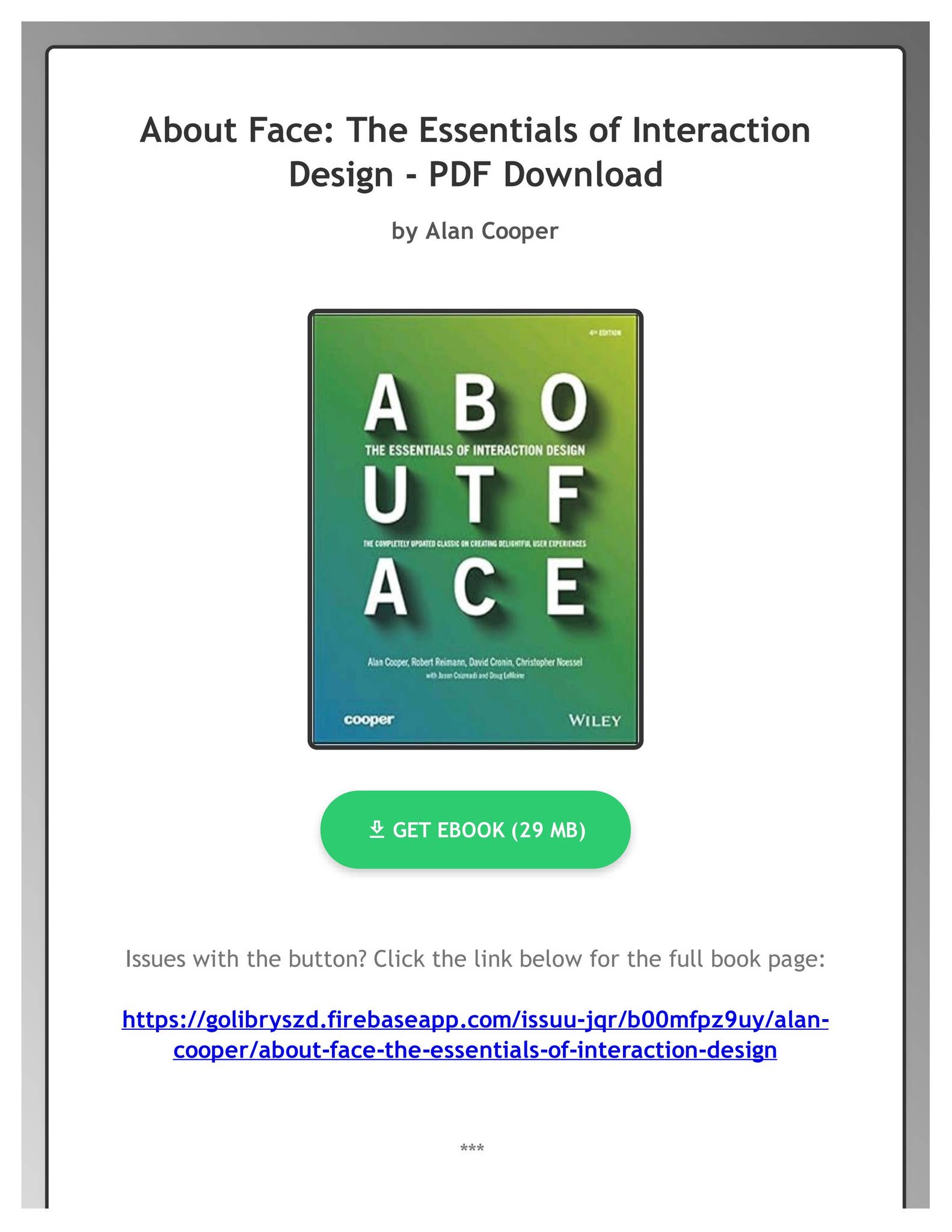 洋書 About Face The Essentials of Interaction Ebook) About Face: The Essentials of Interaction Design by
