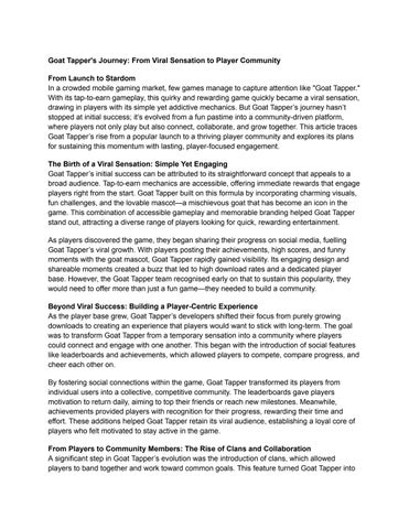 Goat Tapper's Journey From Viral Sensation to Player Community