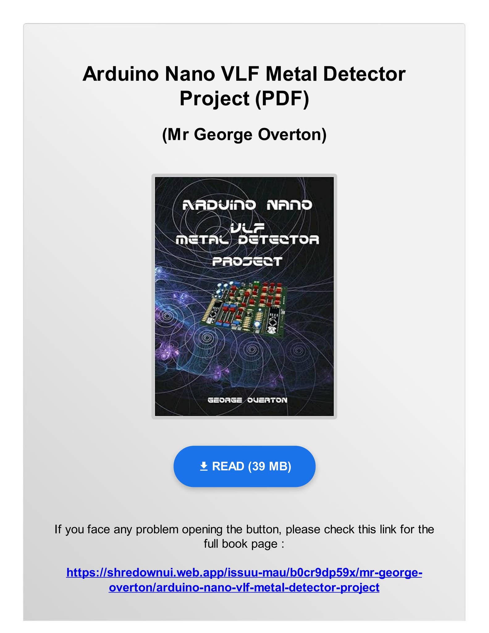 (PDF PDF) Arduino Nano VLF Metal Detector Project by Mr George Overton ...