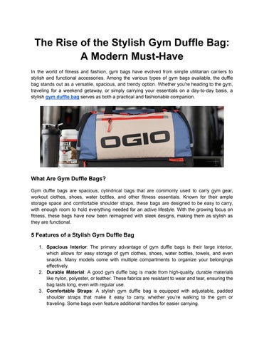 The Rise of the Stylish Gym Duffle Bag_ A Modern Must-Have