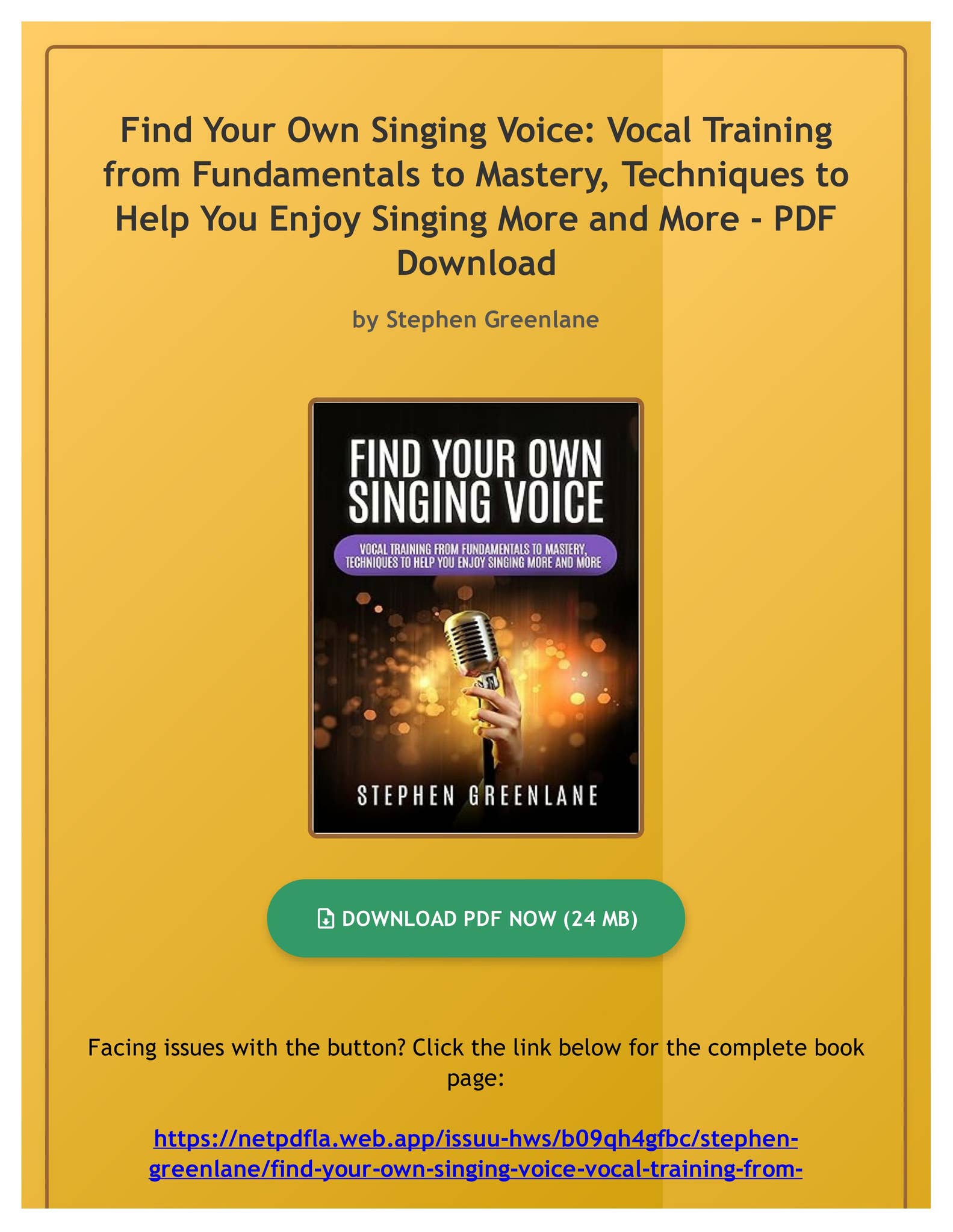 Free PDF Find Your Own Singing Voice: Vocal Training from