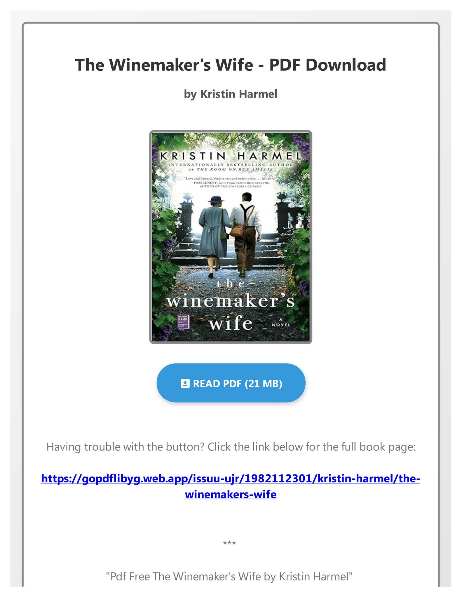 Pdf Free The Winemaker's Wife by Kristin Harmel by AbbeyMitchellom - Issuu