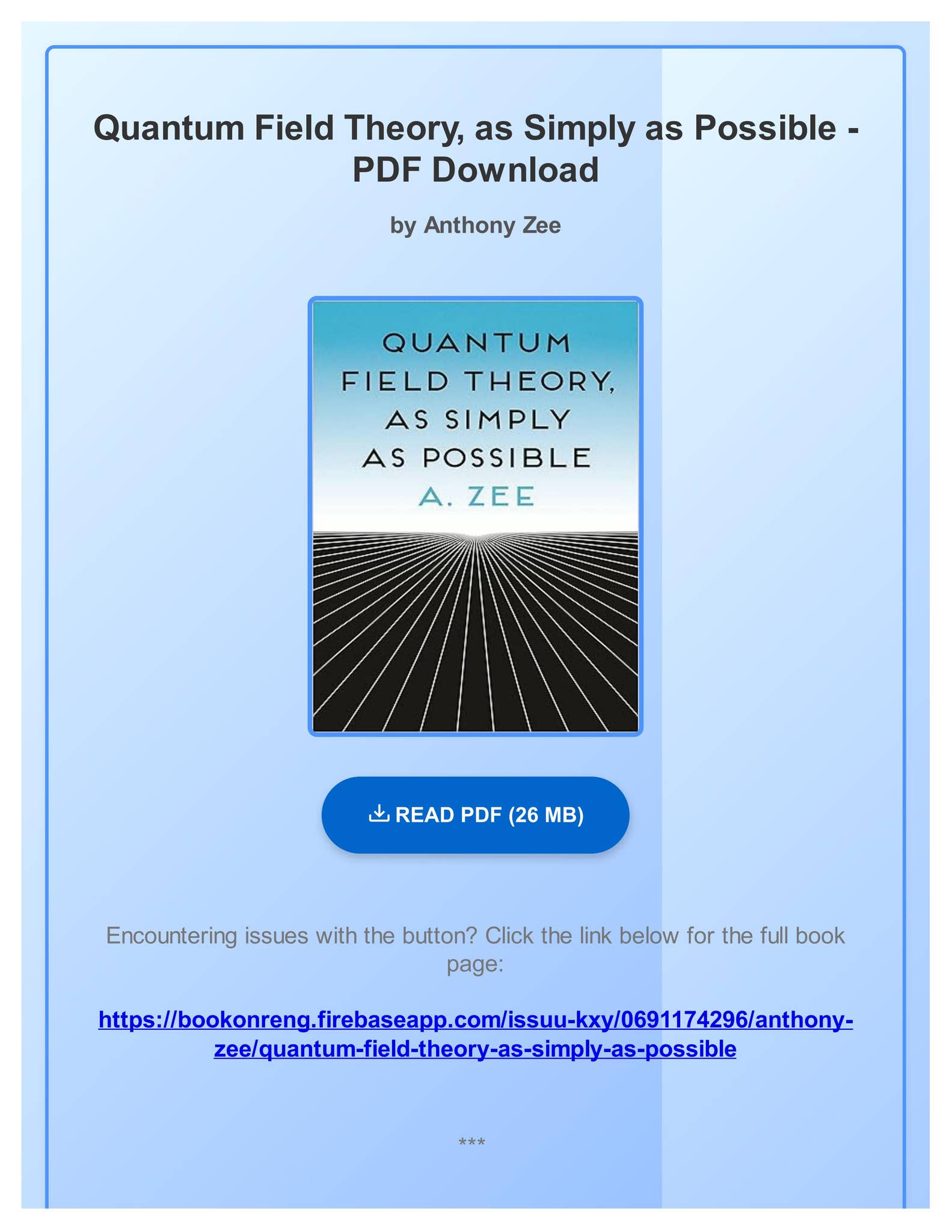 PDF] Quantum Field Theory, as Simply as Possible by Anthony