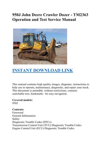 950J John Deere Crawler Dozer - TM2363 Operation and Test