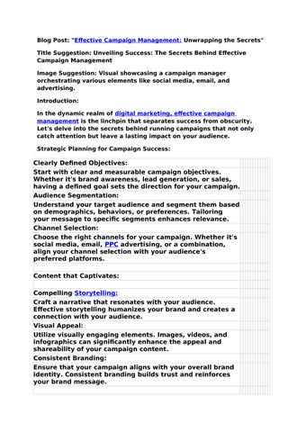 Unveiling Success: The Secrets Behind Effective Campaign Management