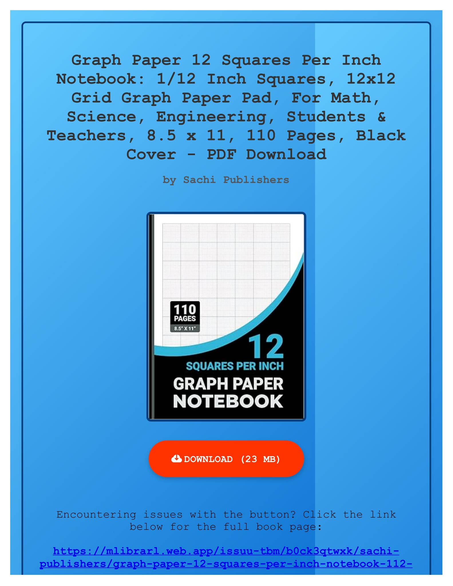 Ebook) Graph Paper 12 Squares Per Inch Notebook: 1/12 Inch
