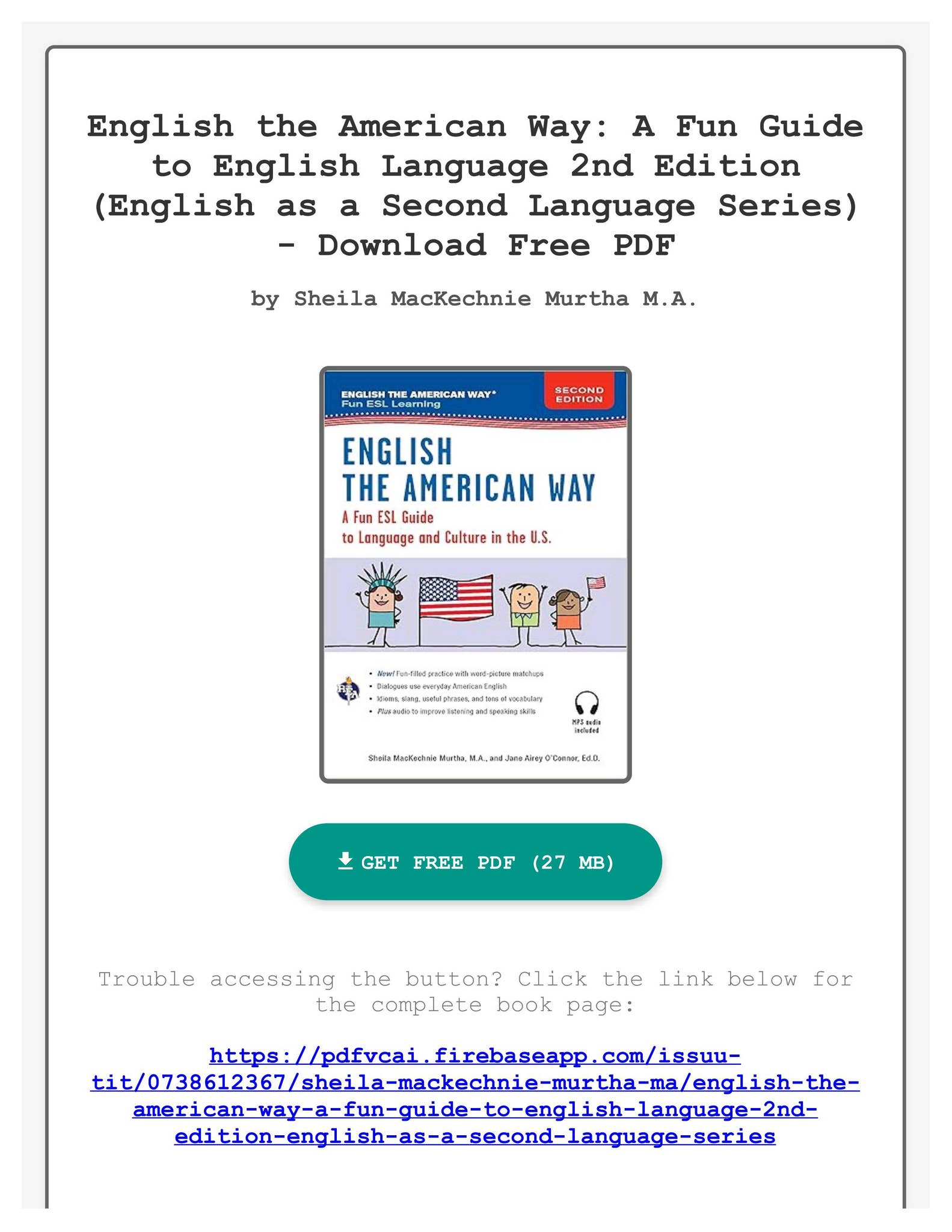 Ebook English the American Way: A Fun Guide to English